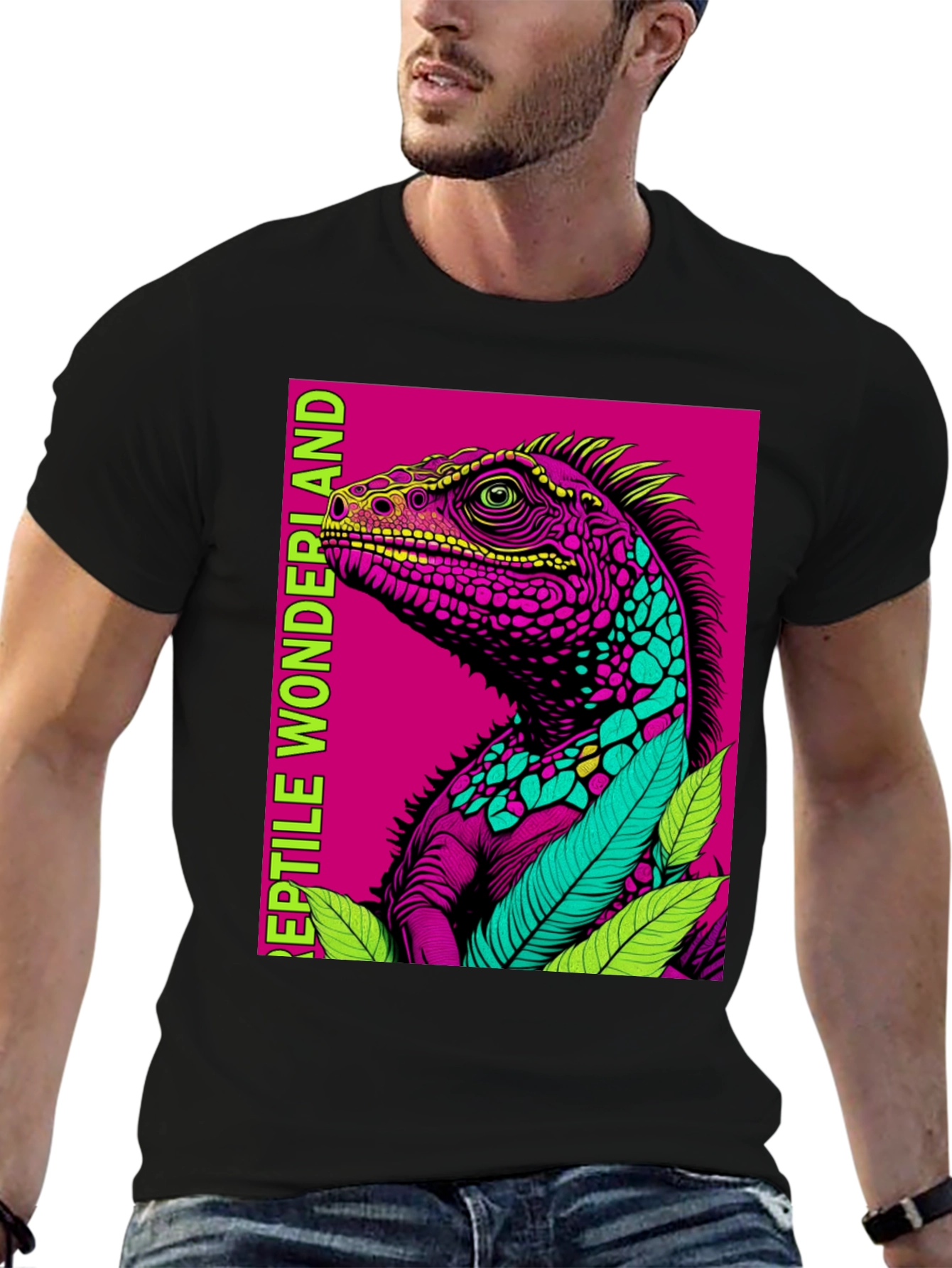 Black Reptile Wonderland Graphic Tee view 6