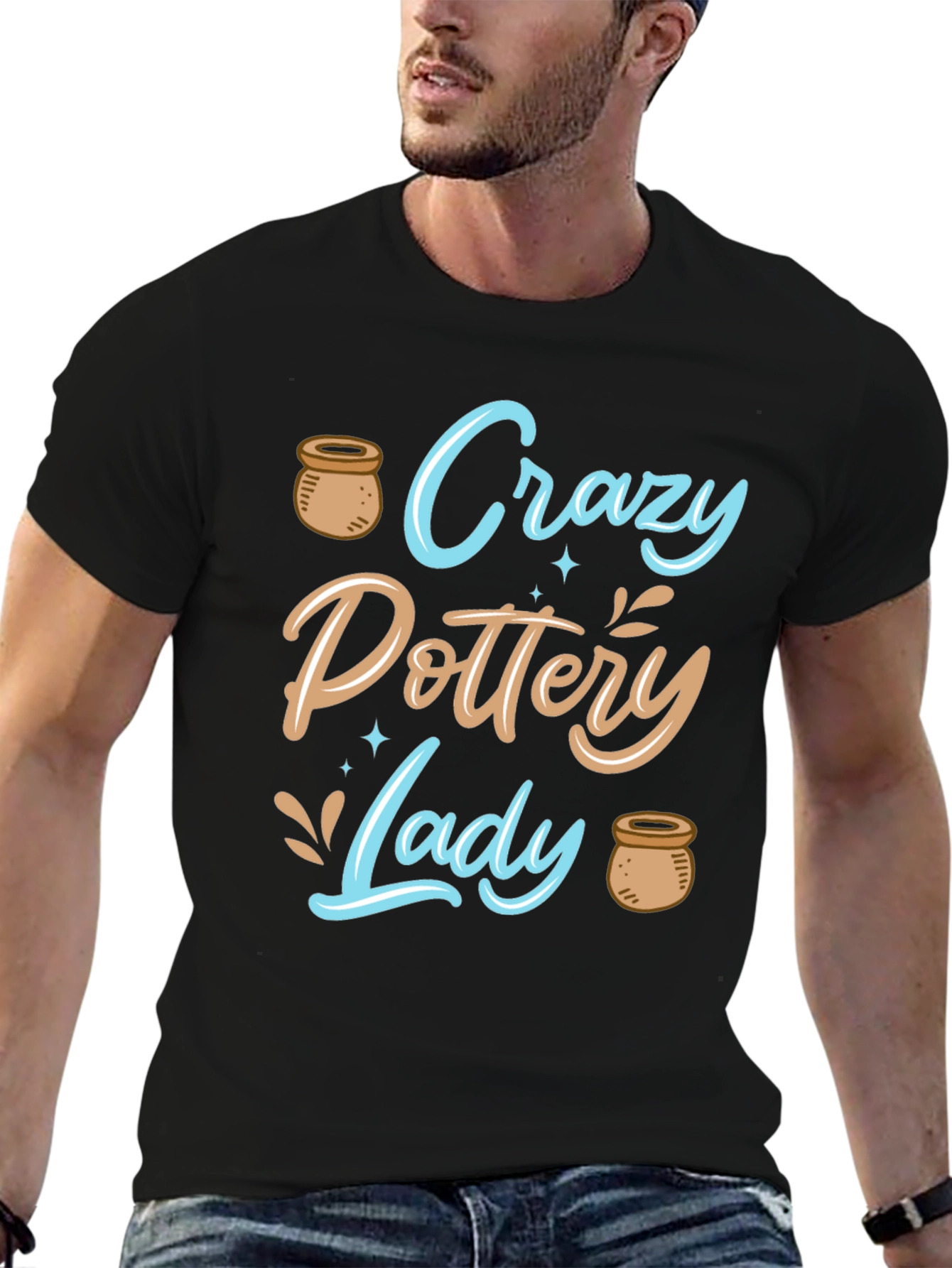 Black Crazy Pottery Lady T-Shirt view 6
