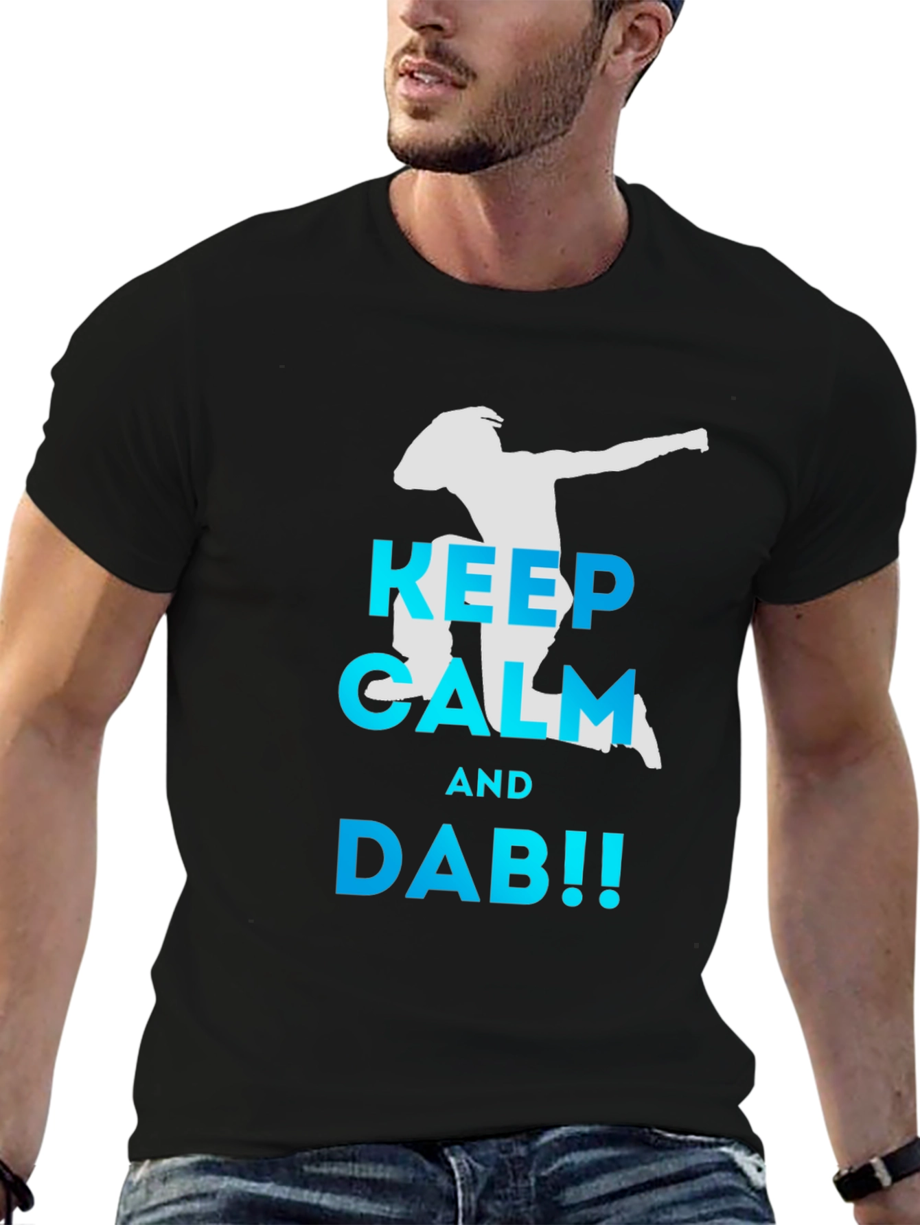 Black Keep Calm and Dab! Men's Black T-Shirt view 6