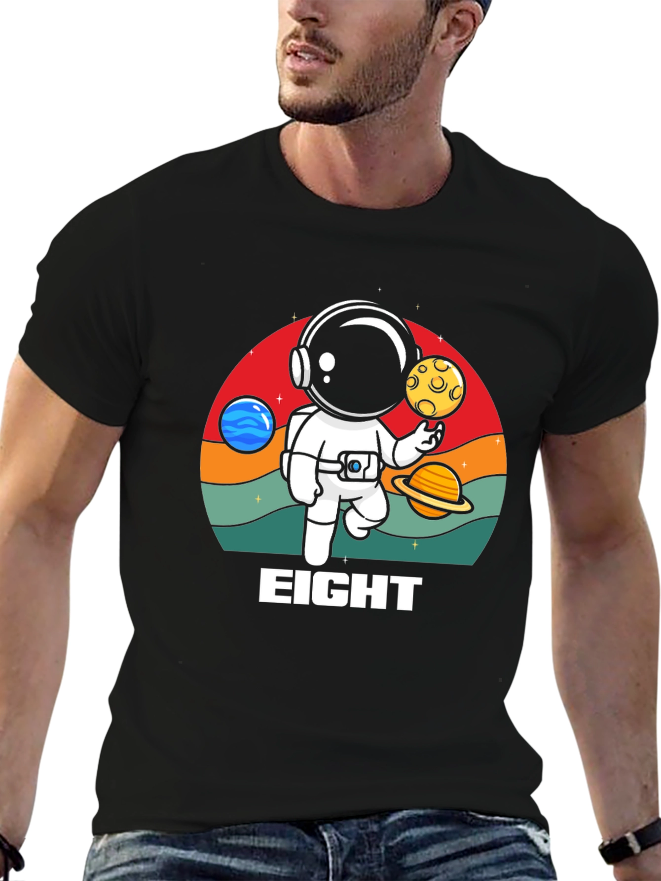 Black Astronaut Birthday T-Shirt - "Eight" view 6
