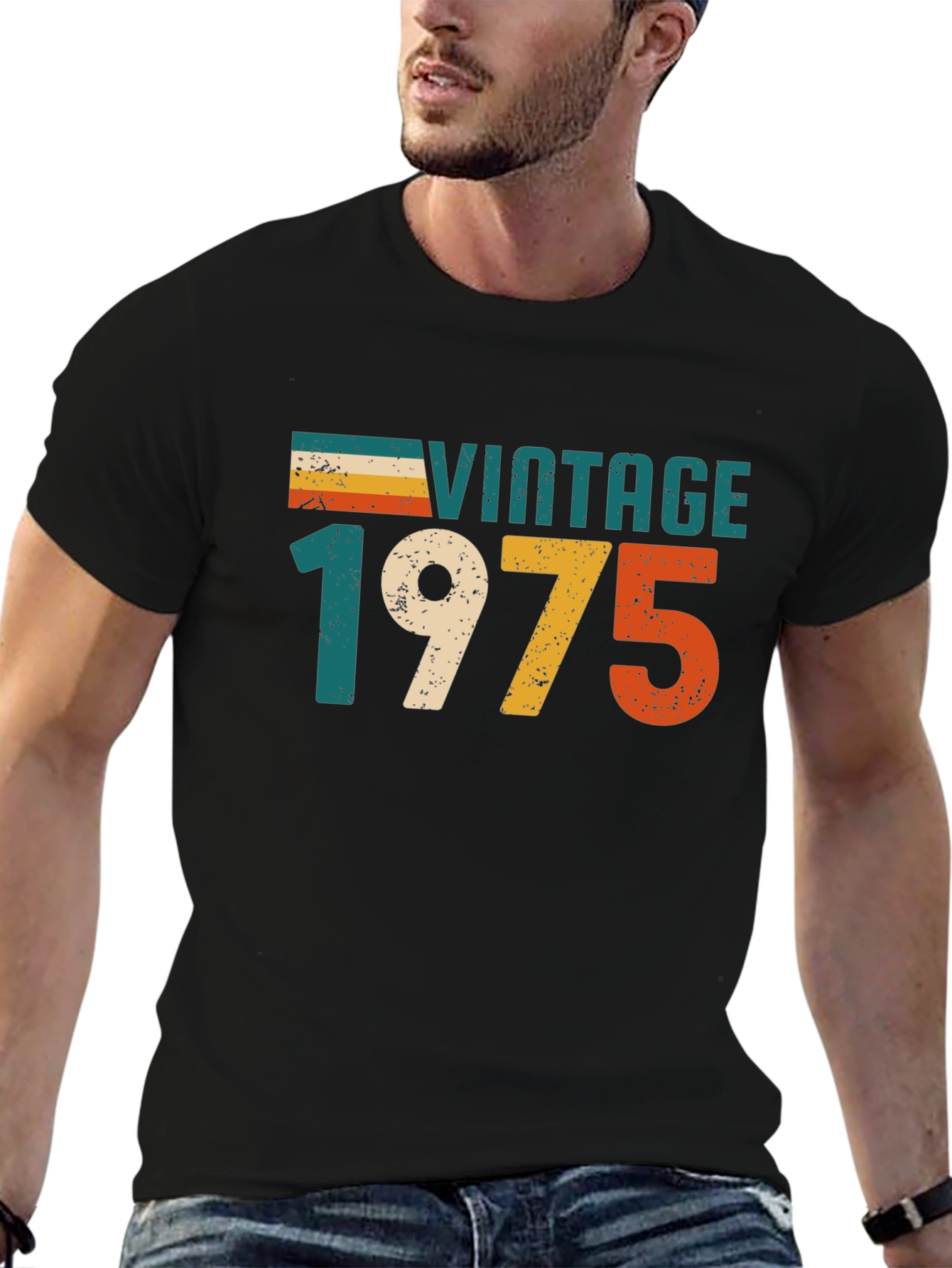 Black Vintage 1975 Retro T-Shirt view 6