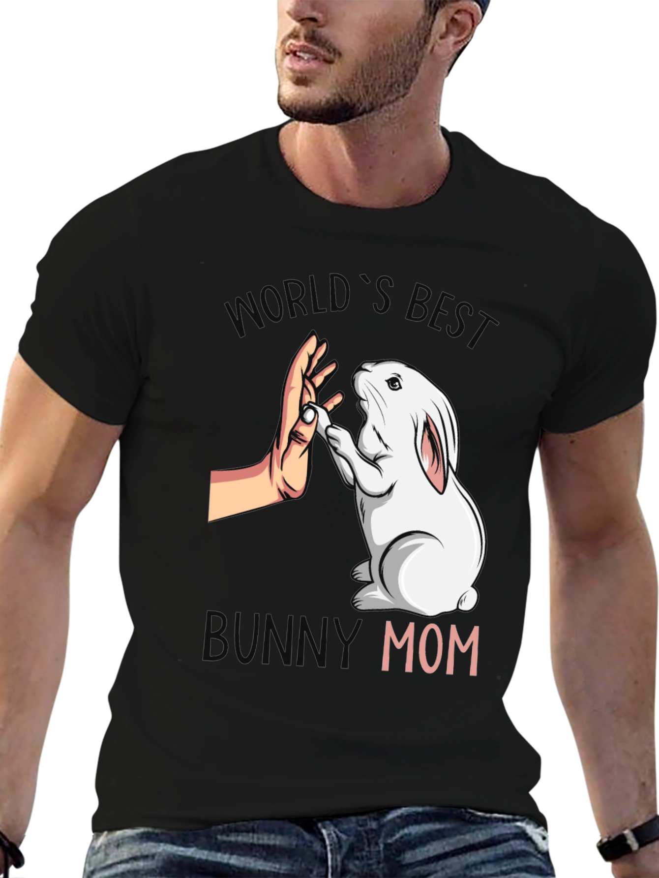 Black World's Best Bunny Mom T-Shirt - Cute Pet Lover Tee view 6