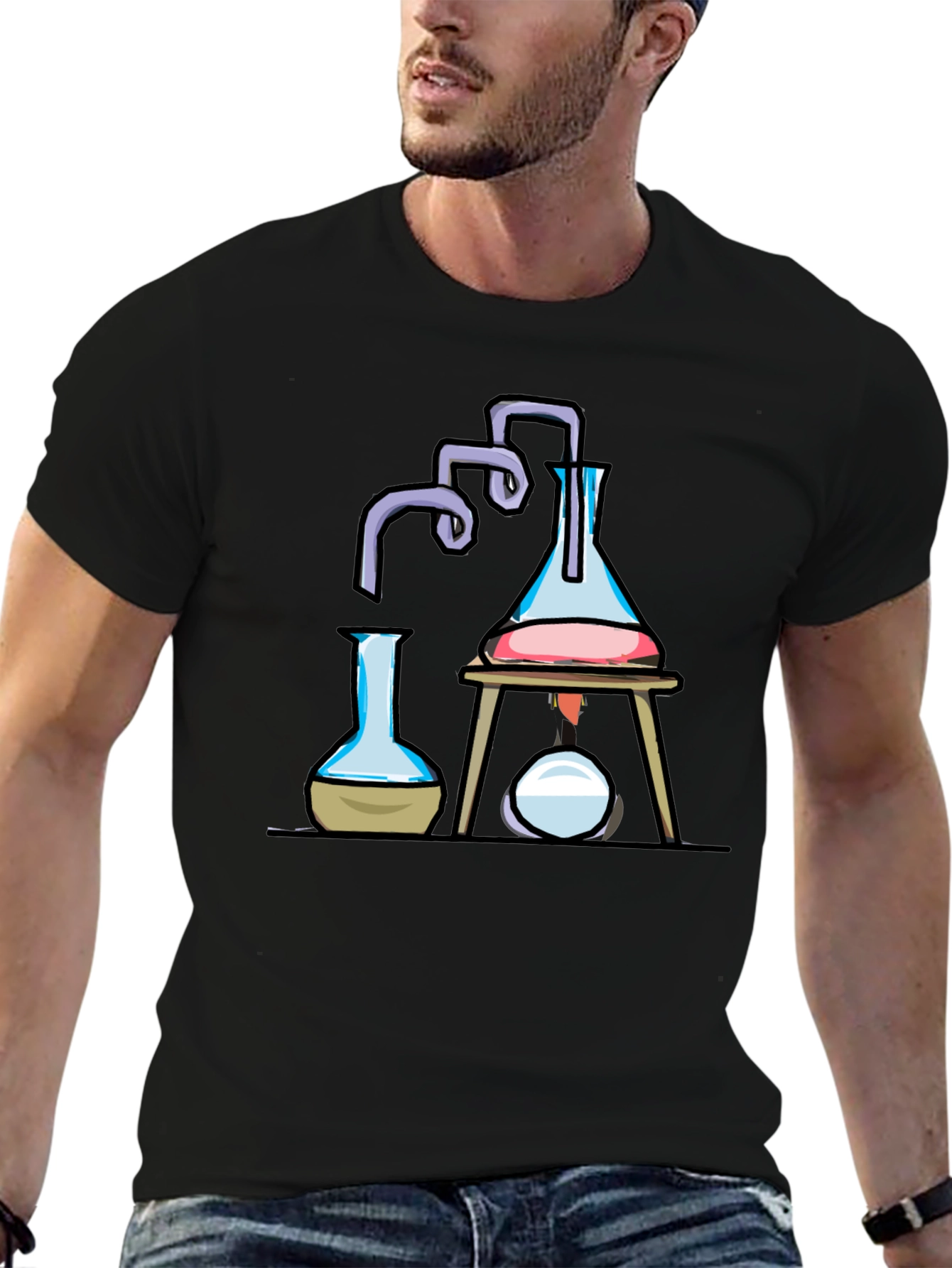 Black Science Beaker T-Shirt | Chemistry Lab Design view 6