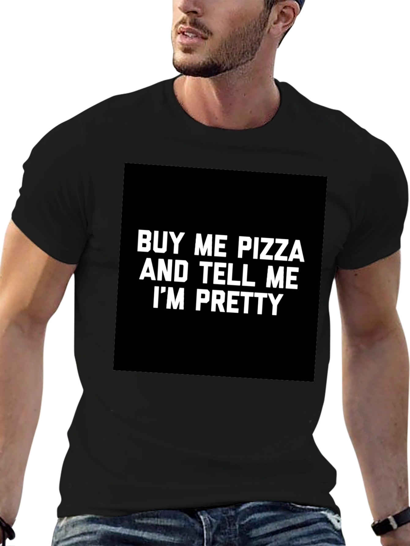 Black Funny Pizza & Compliment Graphic T-Shirt view 6