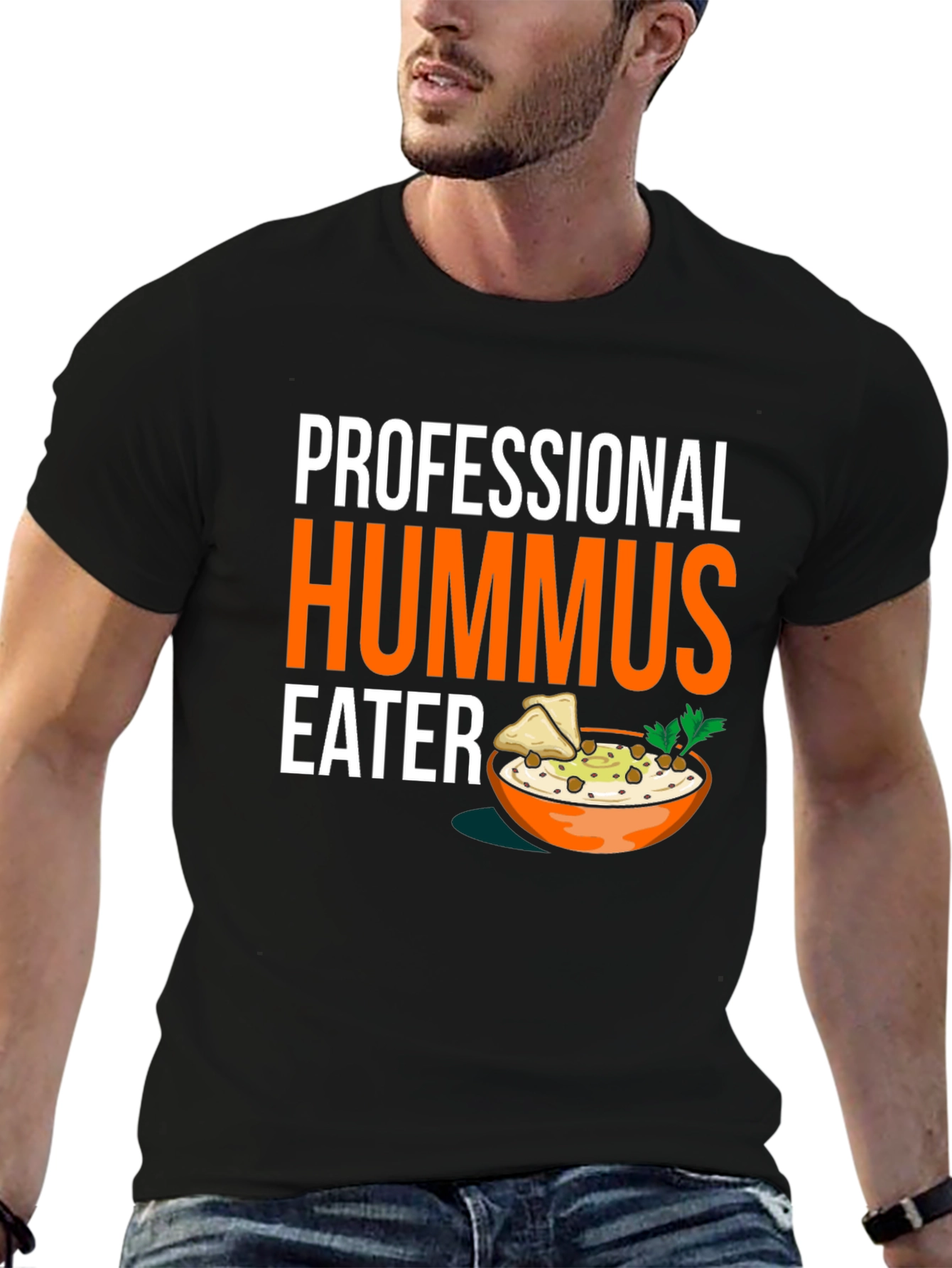 Black Professional Hummus Eater Graphic Tee view 6