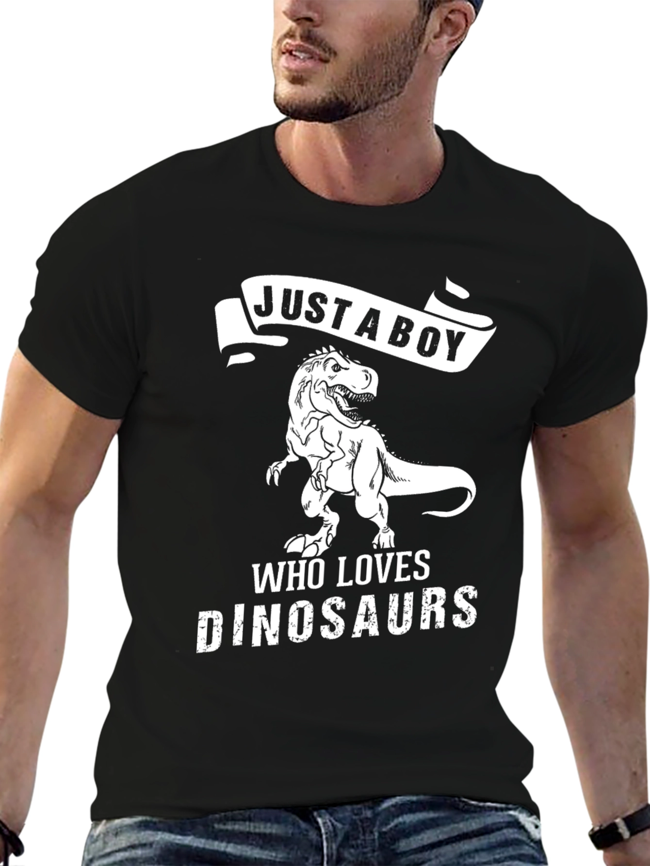 Black Boy's Dinosaur T-Shirt - Just A Boy Who Loves Dinosaurs view 6