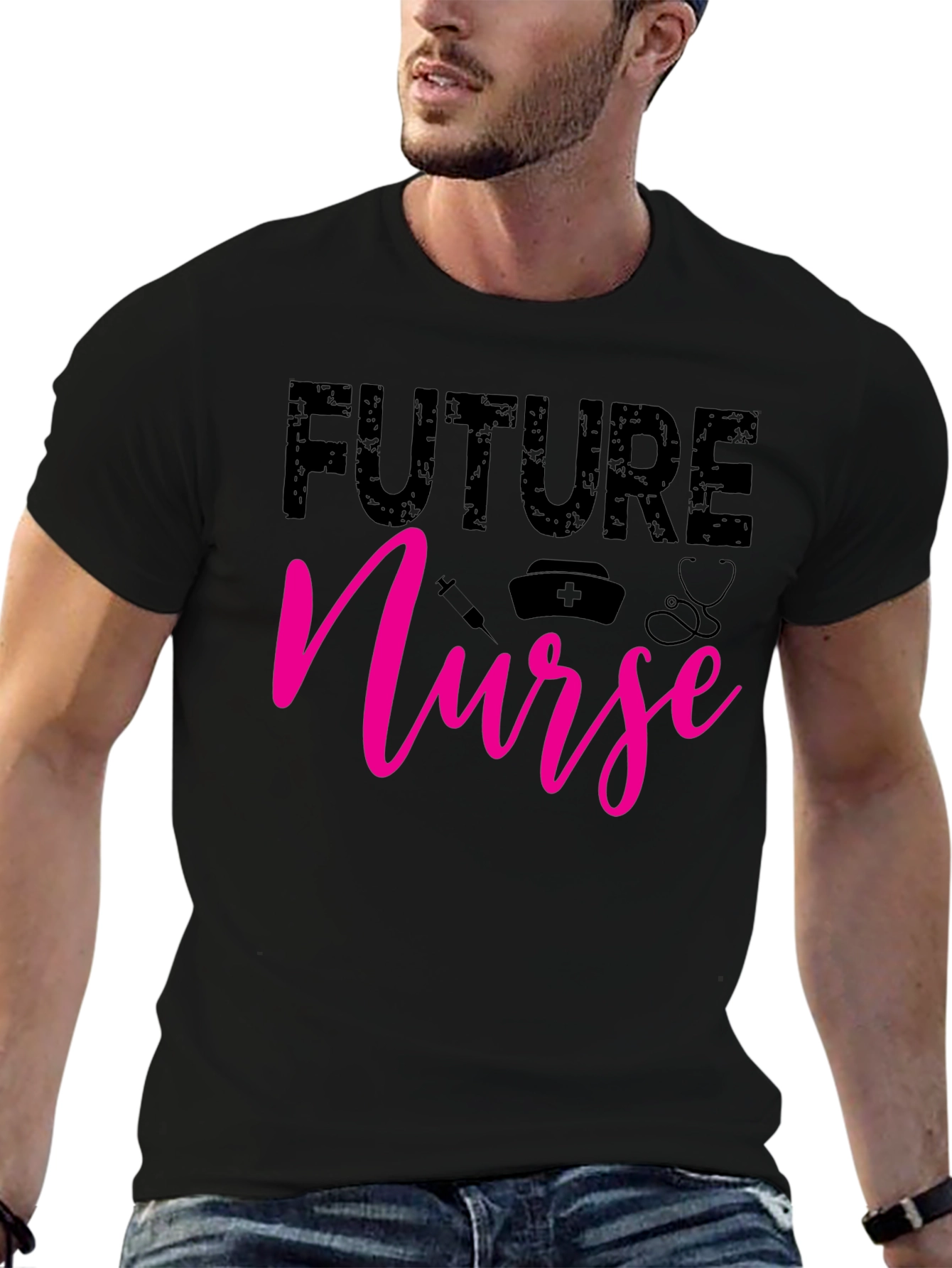 Black Future Nurse Graphic T-Shirt - Black view 6