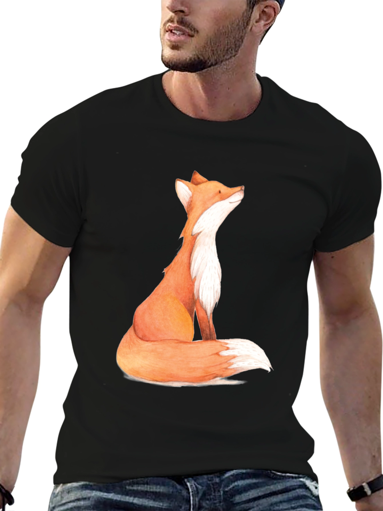 Black Fox Graphic Print Men's T-Shirt view 6