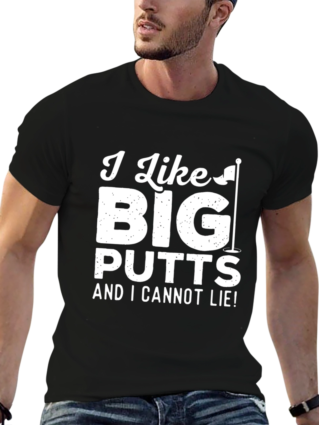 Black Golf Humor T-Shirt: I Like Big Putts view 6