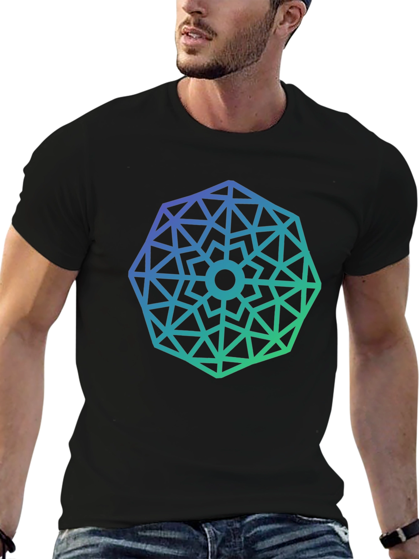 Black Geometric Gradient Tee - Modern Style view 6