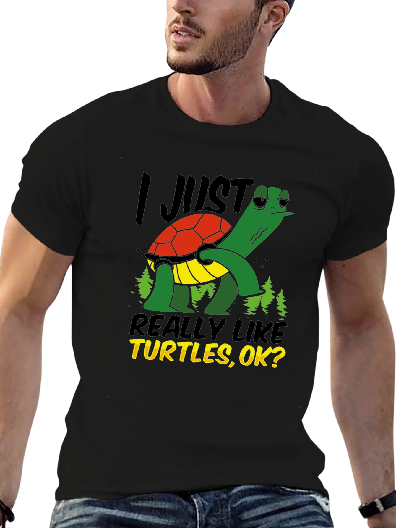 Black I Just Really Like Turtles Graphic Tee view 6