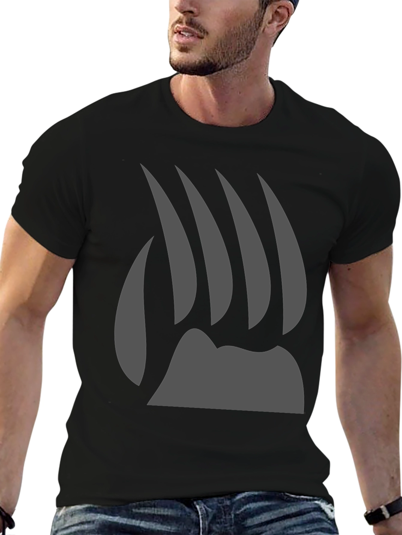 Black Bear Claw Graphic Tee - Black Cotton T-Shirt view 6