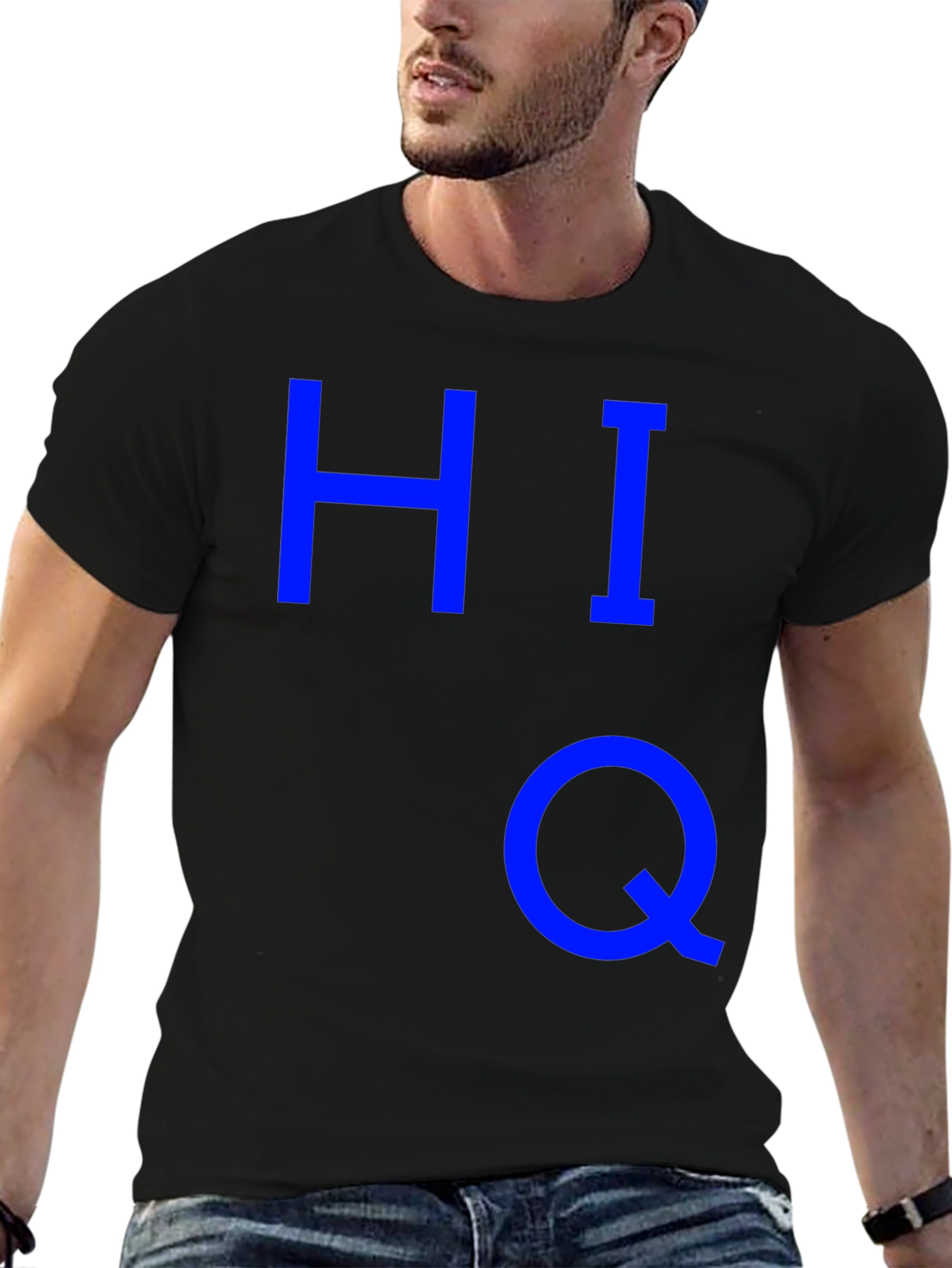 Black HIQ Graphic T-Shirt - Bold Blue Design view 6