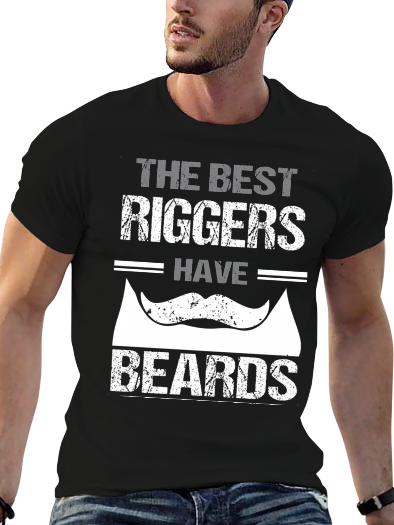 Black Best Riggers Have Beards Graphic T-Shirt view 6