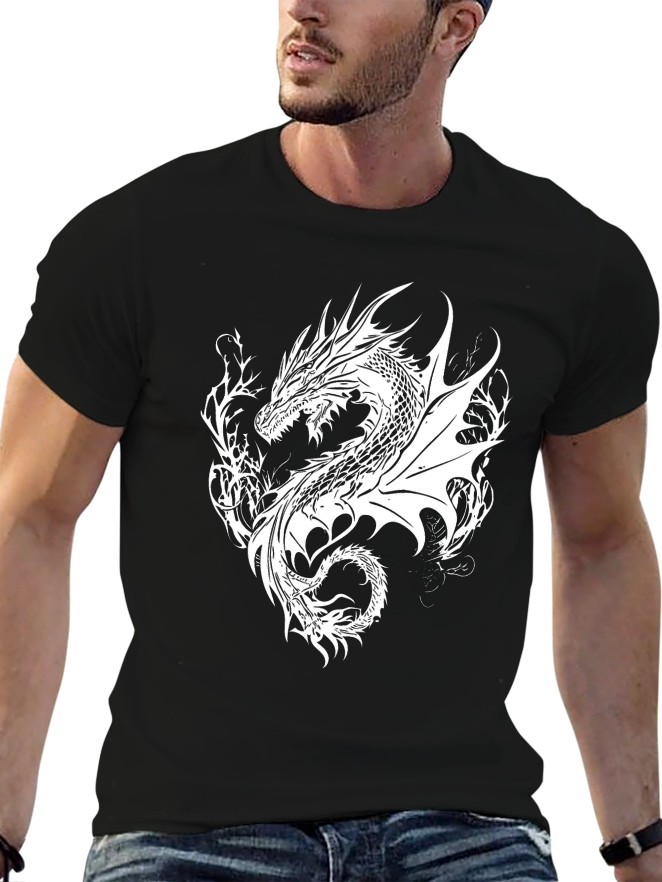 Black Dragon Graphic T-Shirt - Black view 6