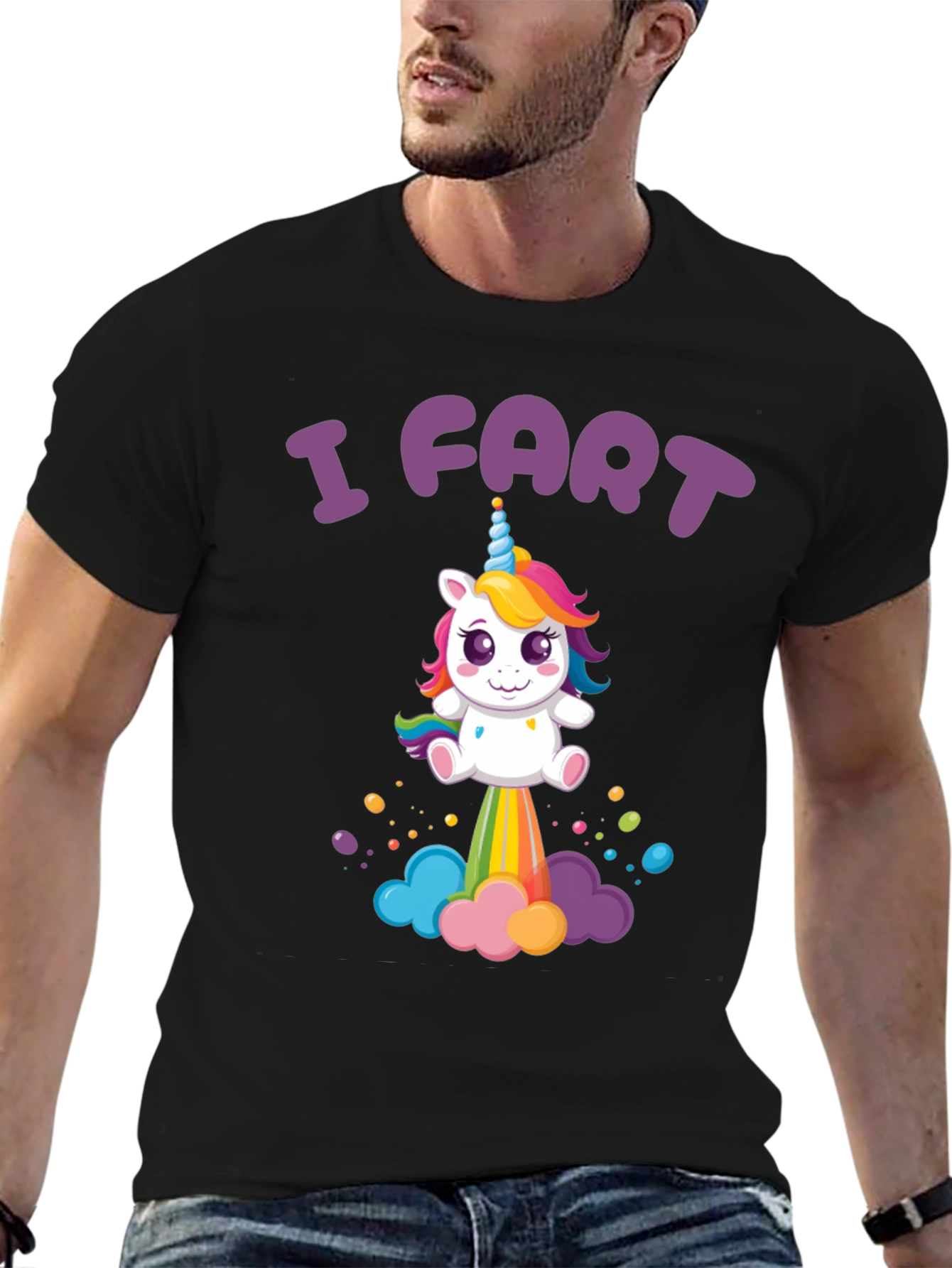 Black I Fart Unicorn Graphic Tee view 6
