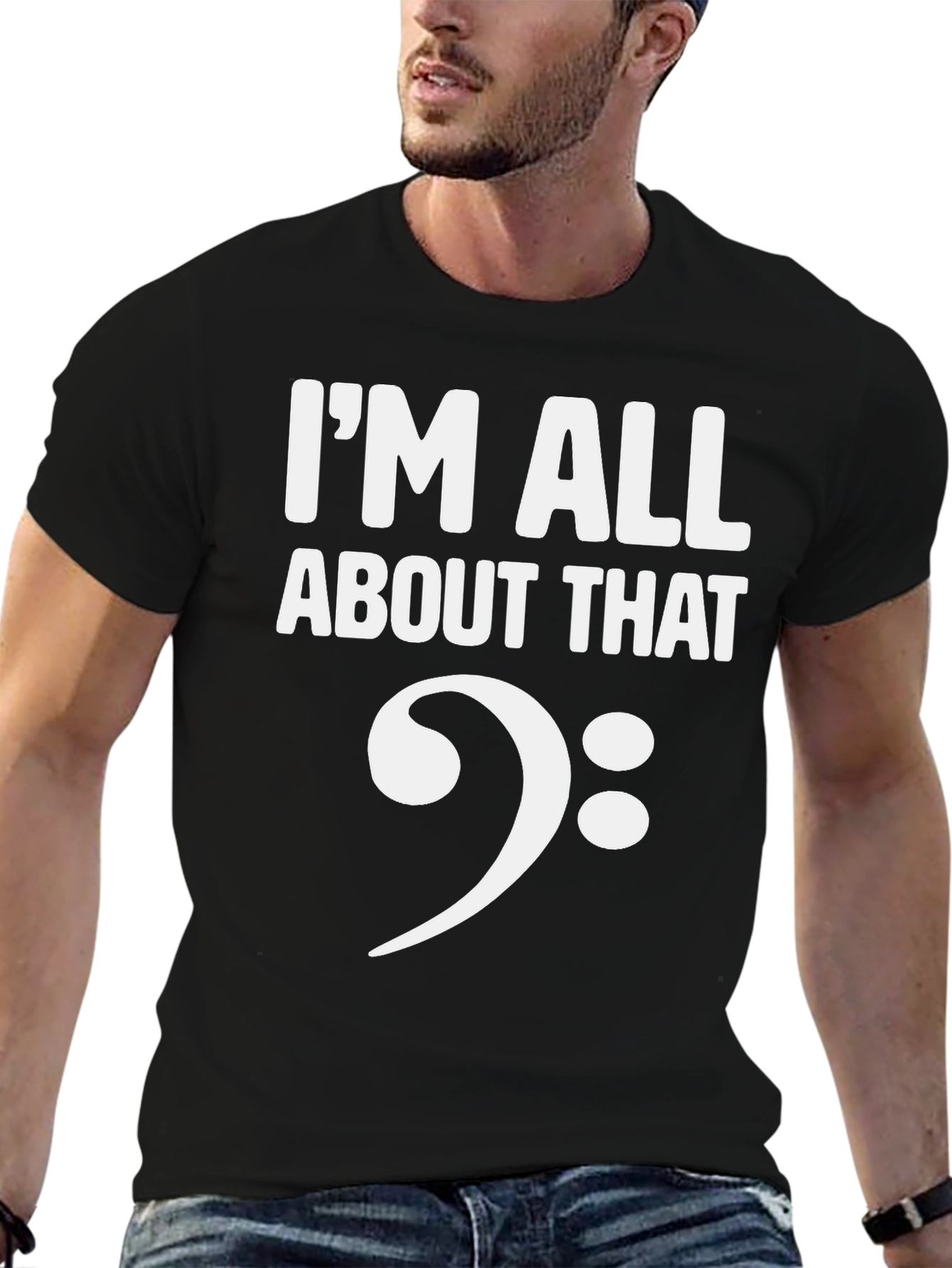 Black I'm All About That Bass Clef T-Shirt view 6