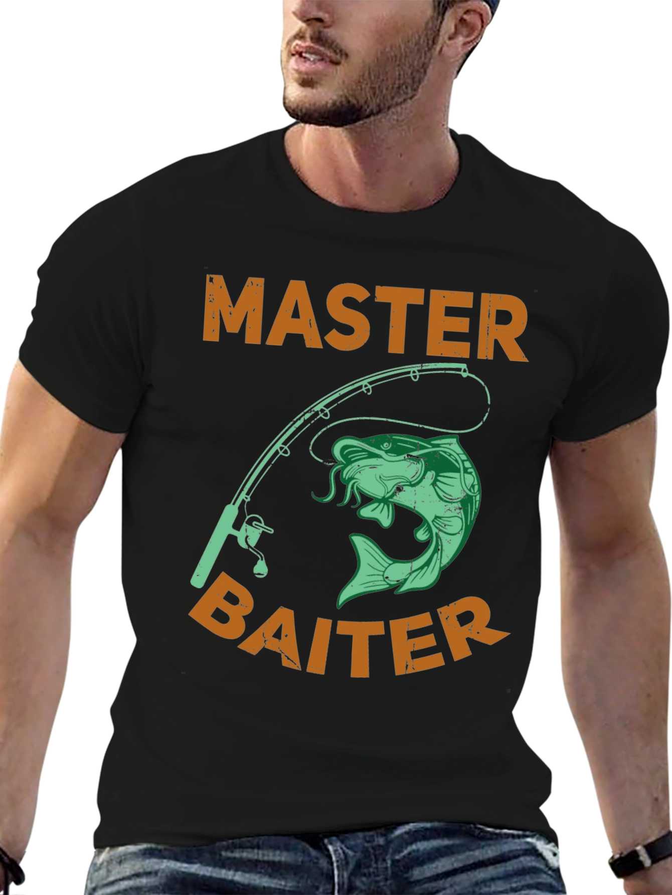 Black Master Baiter Fishing T-Shirt - Novelty Humor Tee view 6