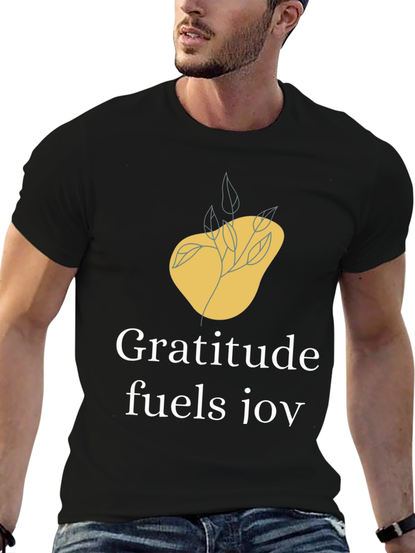 Black Gratitude Fuels Joy Graphic T-Shirt view 6