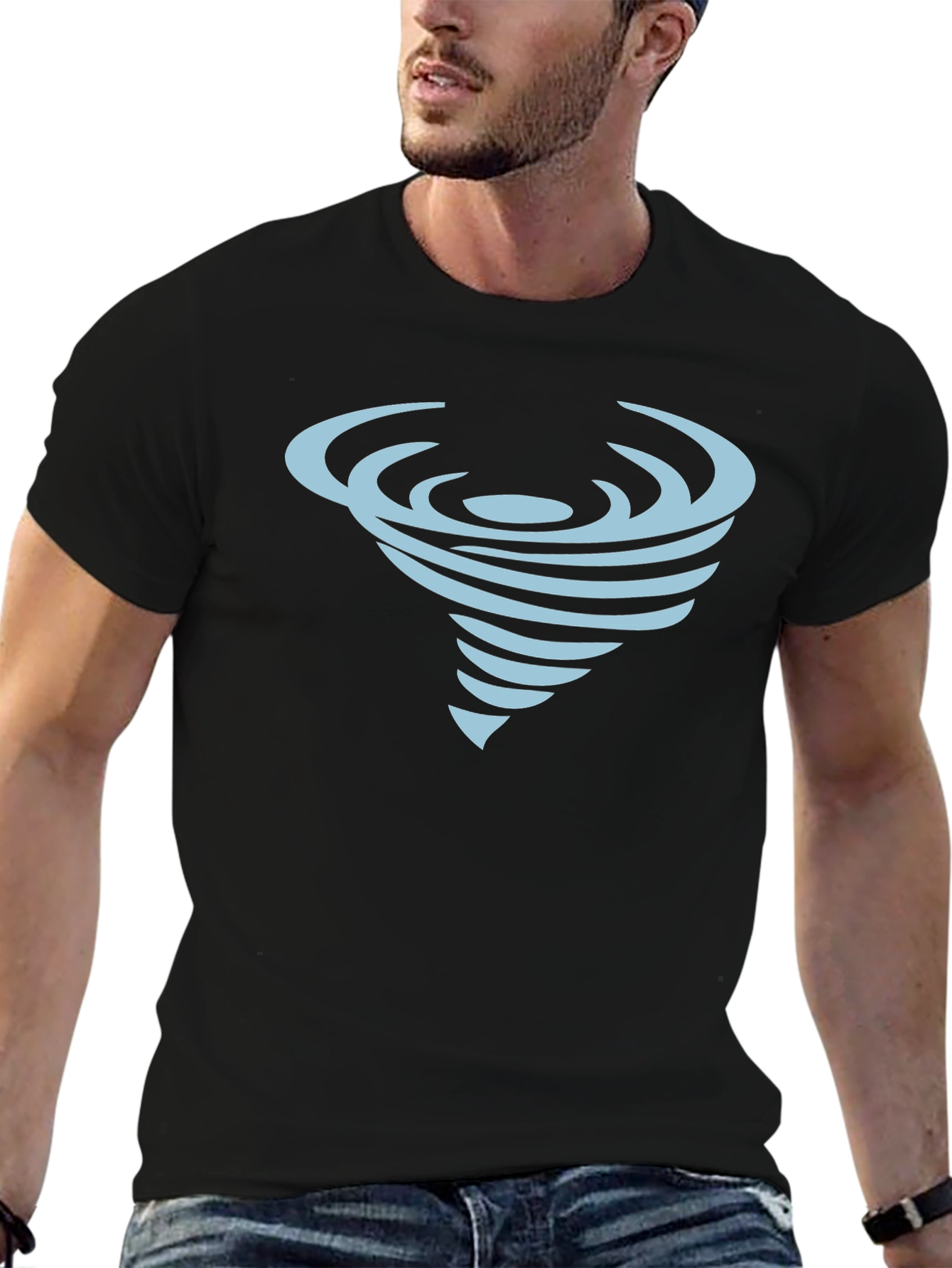 Black Tornado Graphic Black Tee - Unique Design view 6