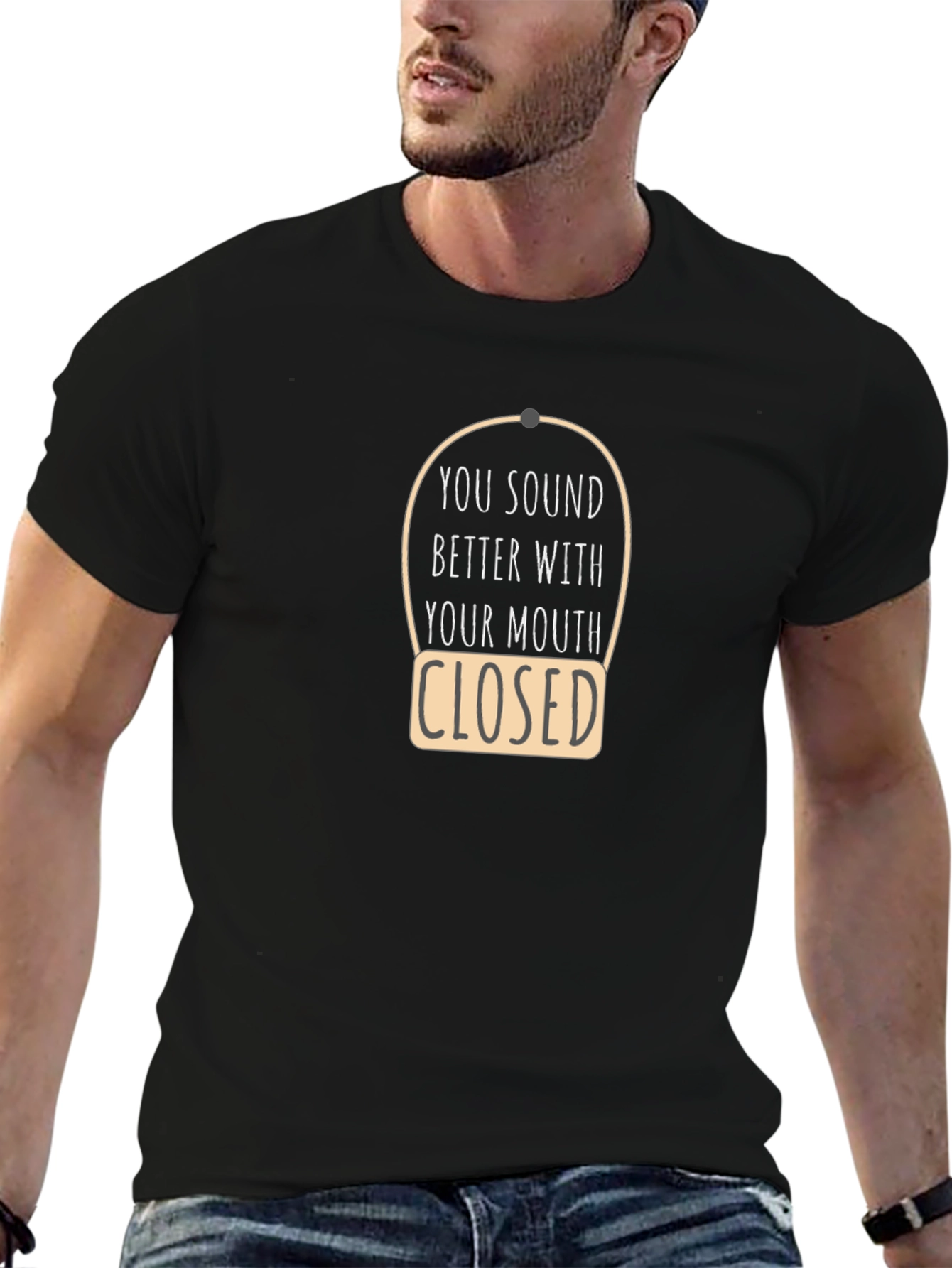Black Sarcastic 'Closed Mouth' Graphic Tee view 6