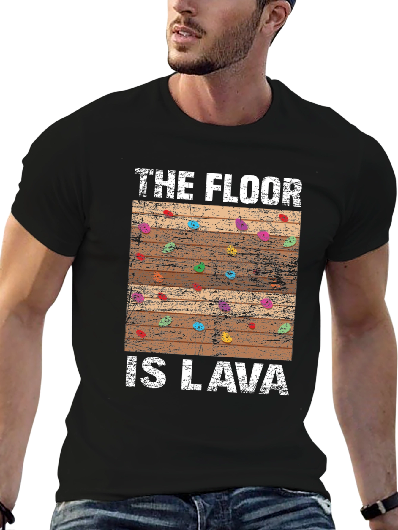 Black The Floor is Lava Graphic Tee view 6