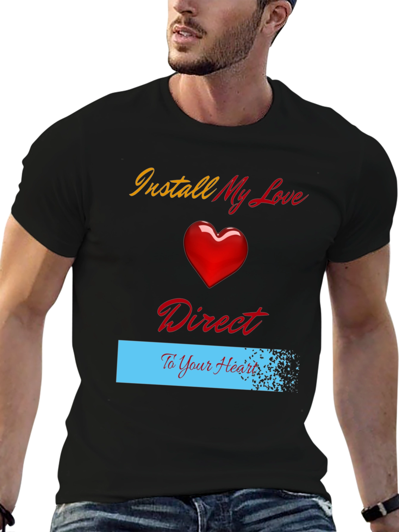 Black Install My Love Direct to Your Heart T-Shirt view 6
