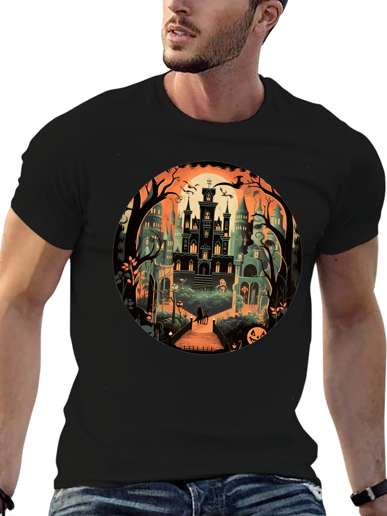 Black Haunted Mansion Graphic T-Shirt view 6