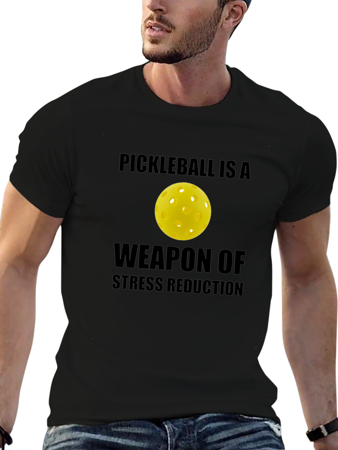 Black Pickleball Stress Reduction T-Shirt view 6