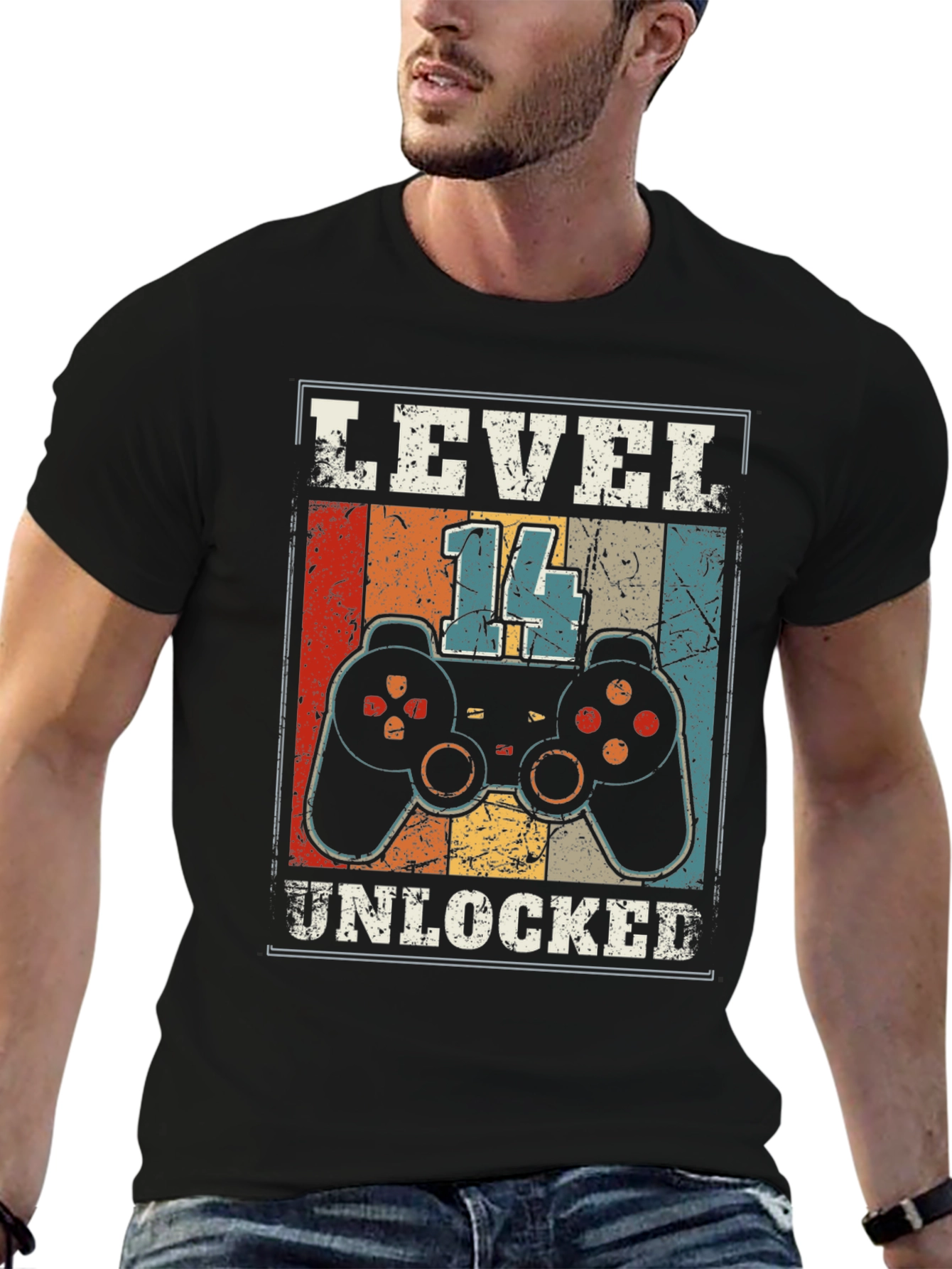 Black Level 14 Unlocked Gamer T-Shirt - 14th Birthday Gift view 6