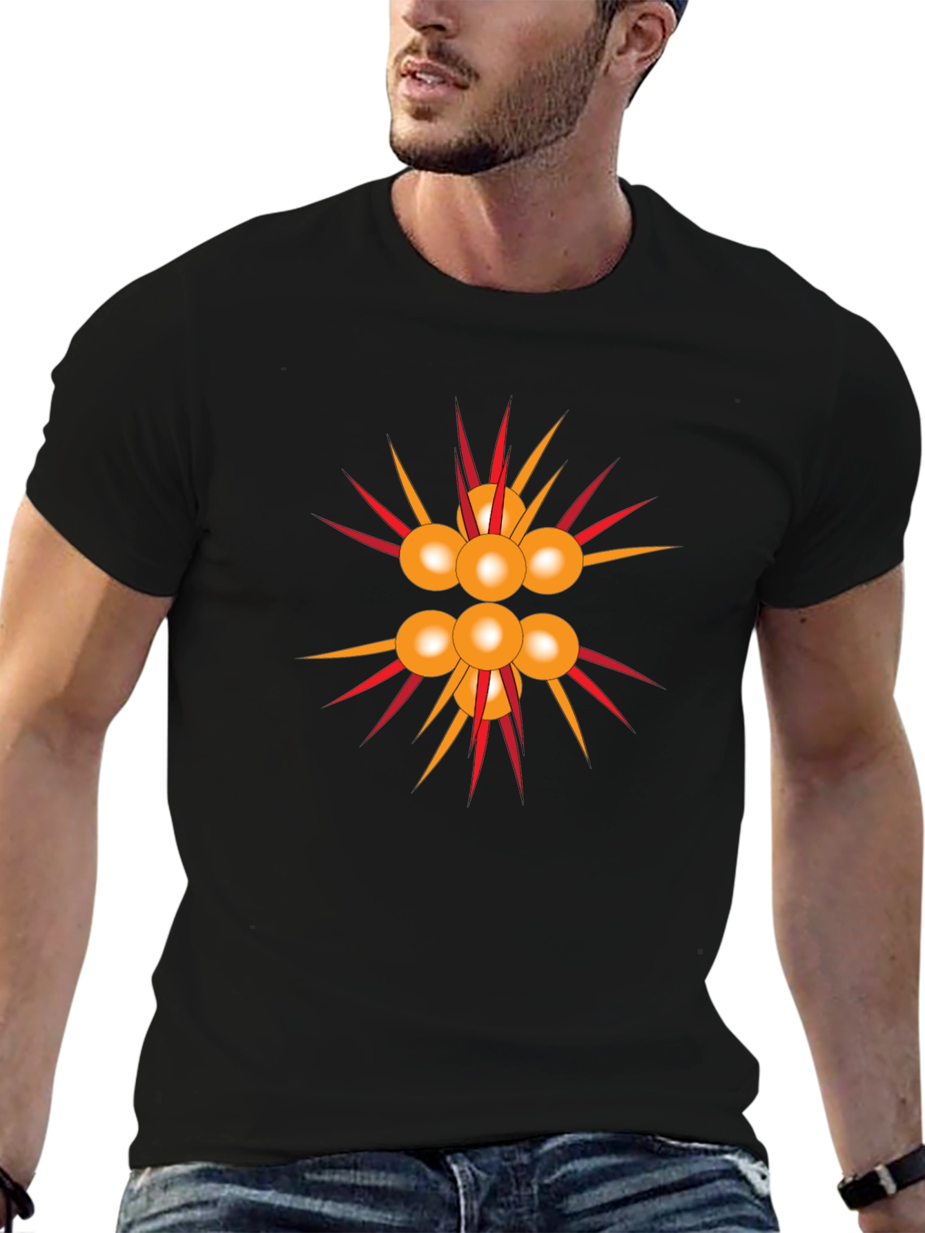Black Atom Sphere Graphic Black T-Shirt view 6