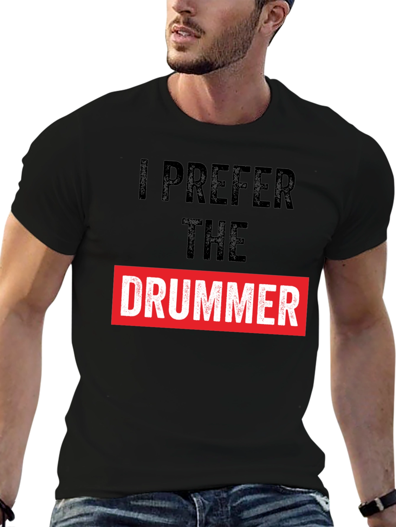 Black I Prefer the Drummer Graphic Tee view 6