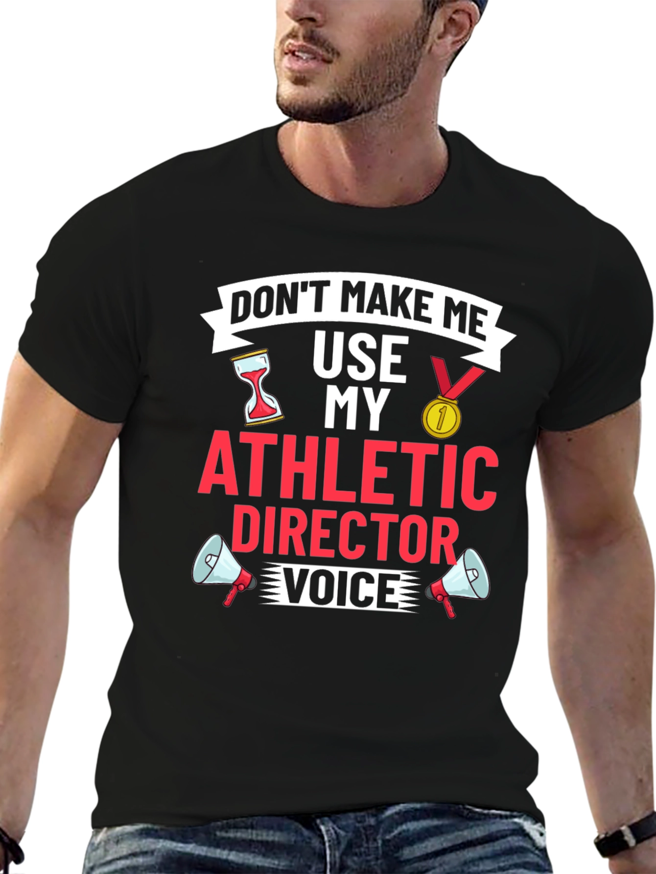Black Athletic Director Funny Graphic T-Shirt view 6