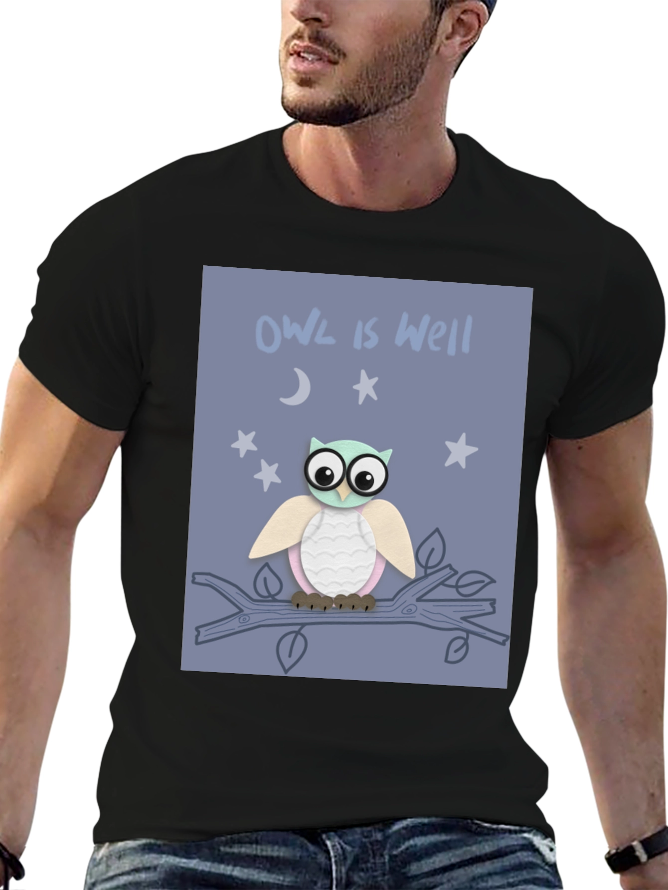 Black Owl is Well Graphic Tee - Soft Cotton T-Shirt view 6