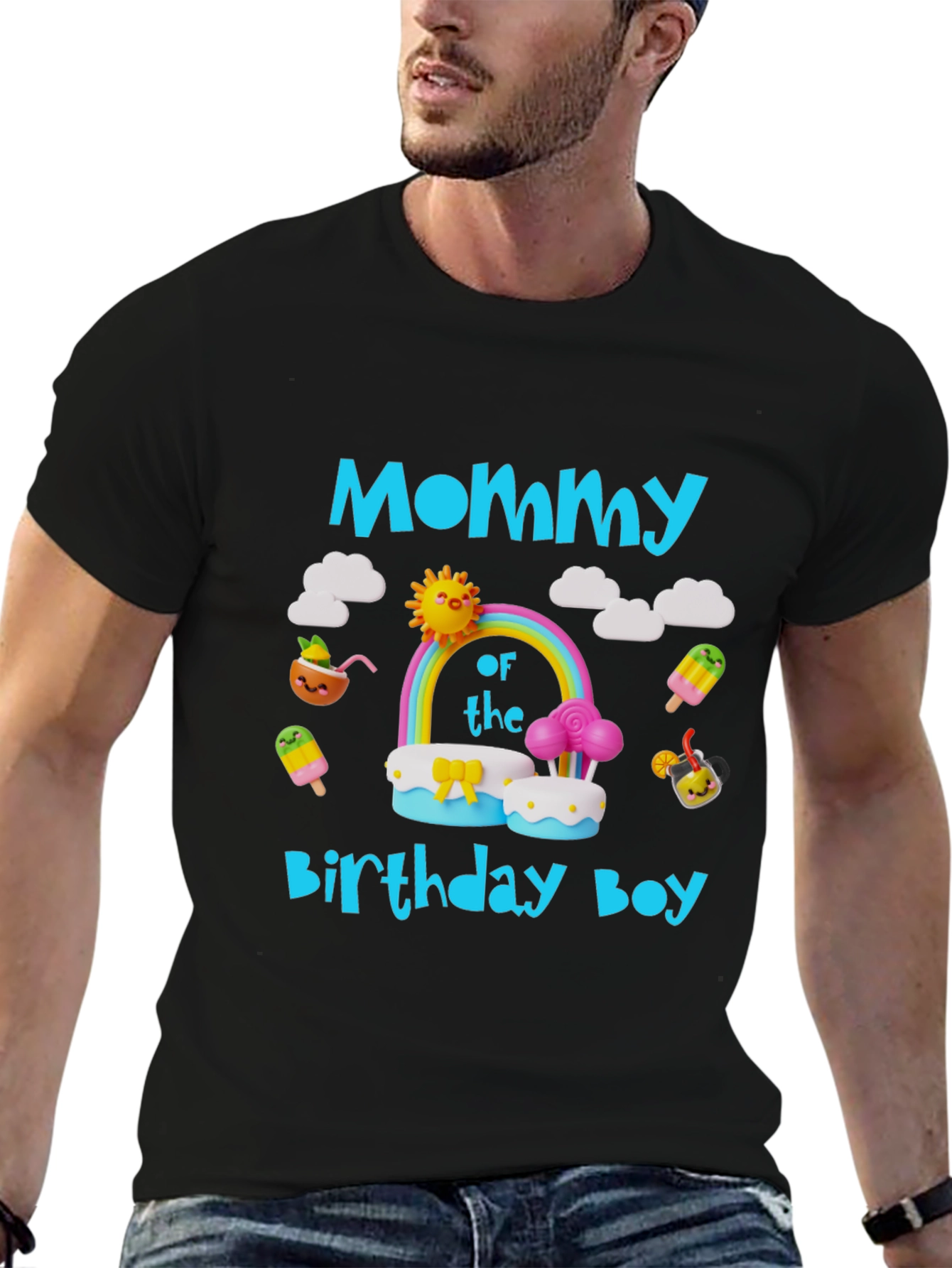 Black Mommy of the Birthday Boy T-Shirt view 6