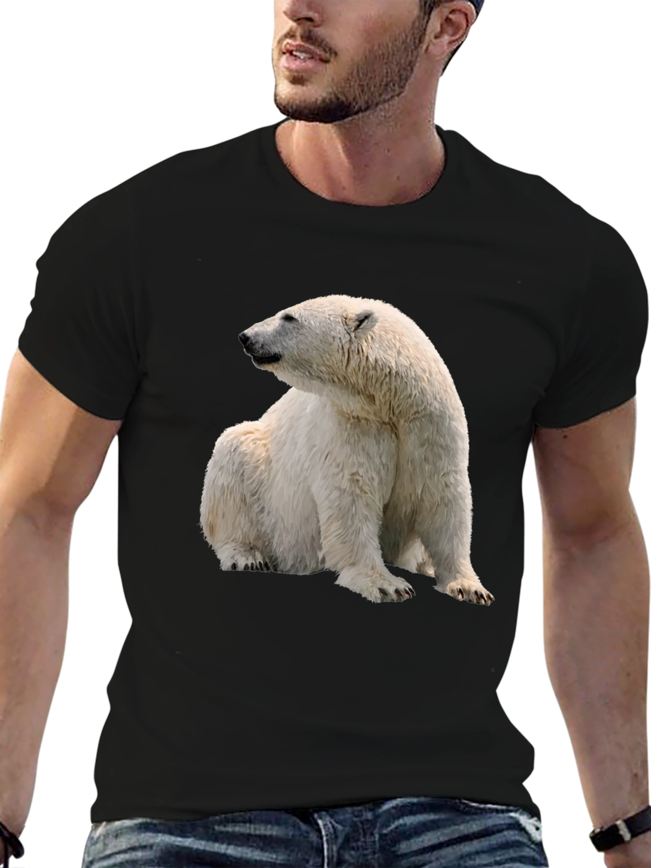 Black Polar Bear Graphic Tee - Black Cotton Blend view 6