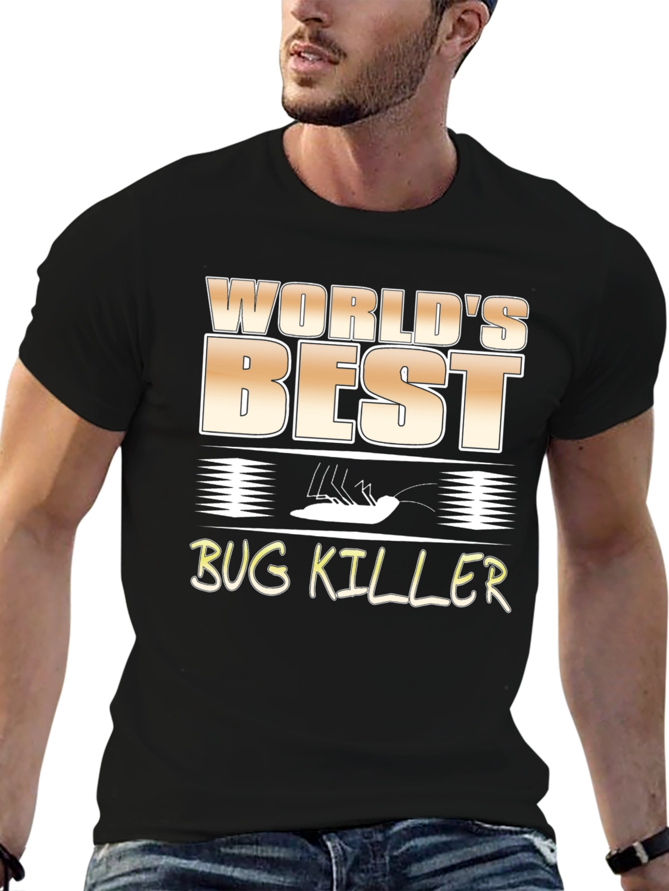 Black World's Best Bug Killer Graphic T-Shirt view 6