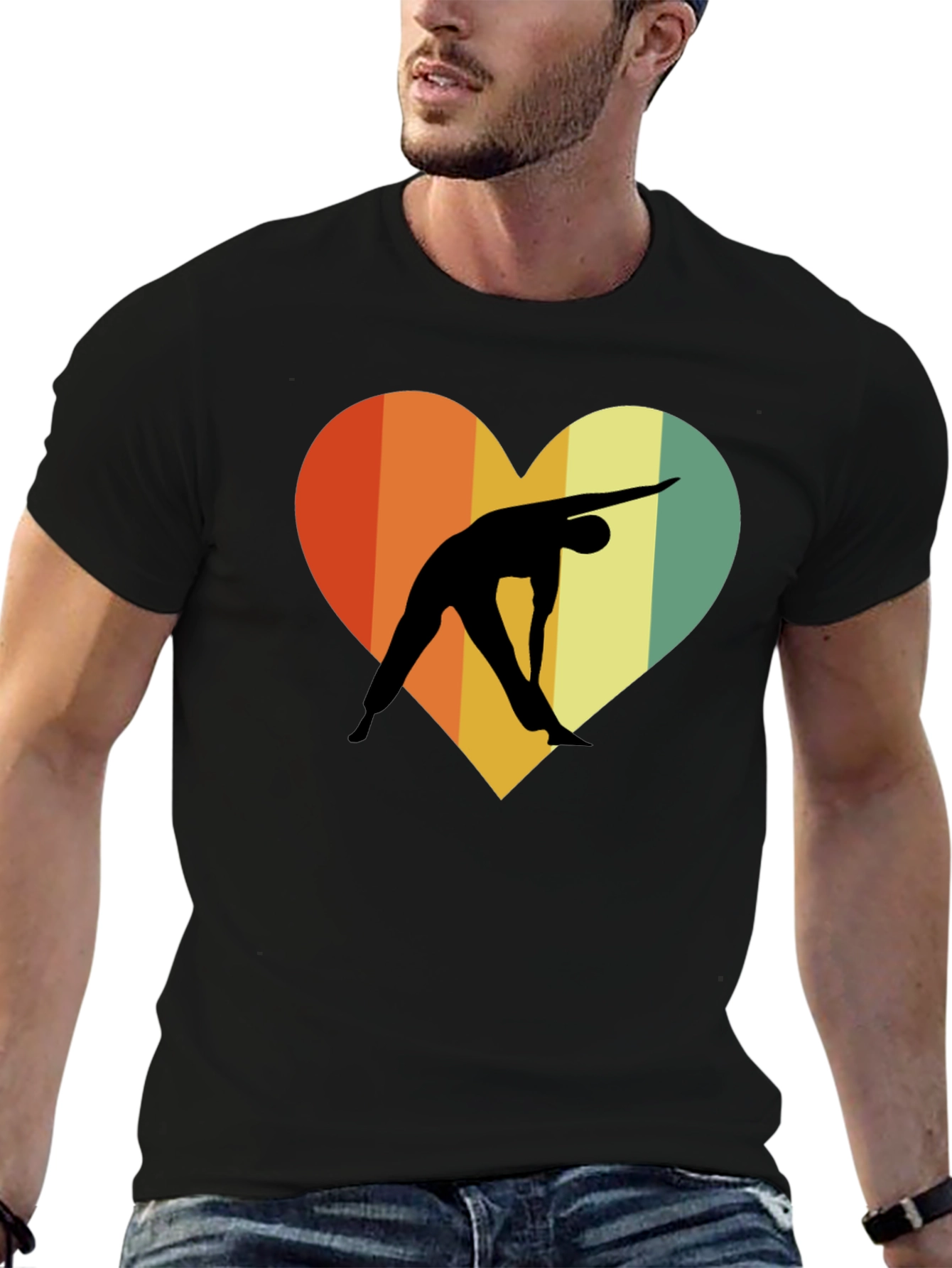 Black Yoga Heart Graphic T-Shirt - Unisex Black Tee view 6