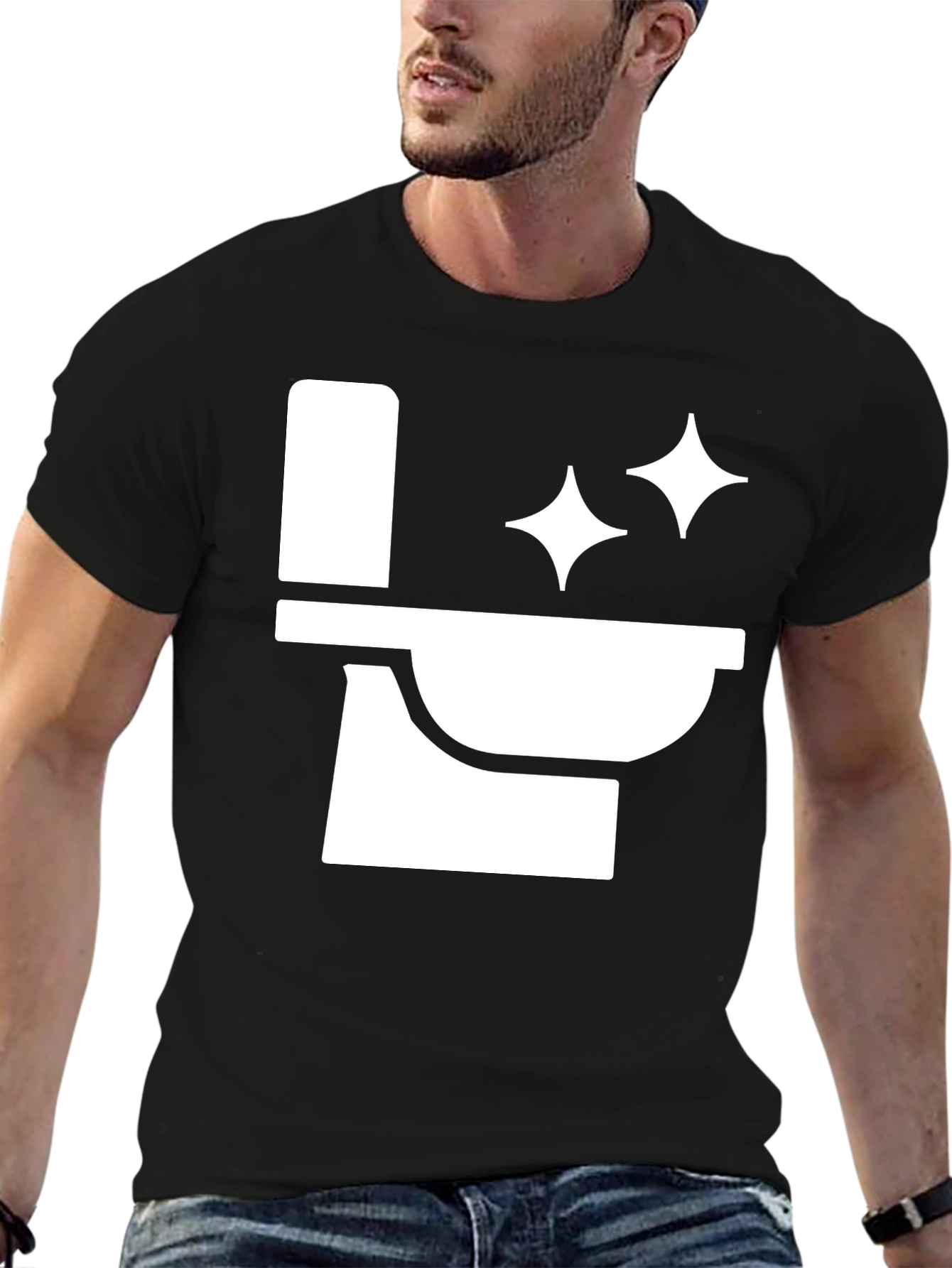 Black Clean Toilet T-Shirt - Humor Tee view 6