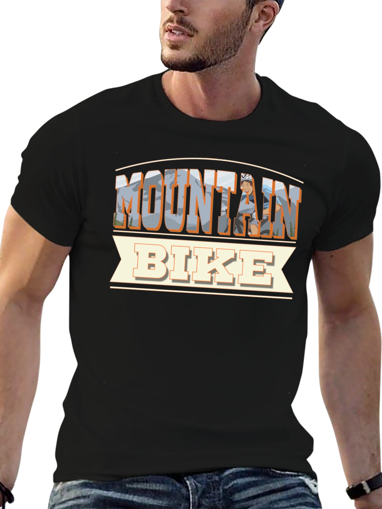 Black Mountain Bike T-Shirt - Outdoor Adventure Design view 6
