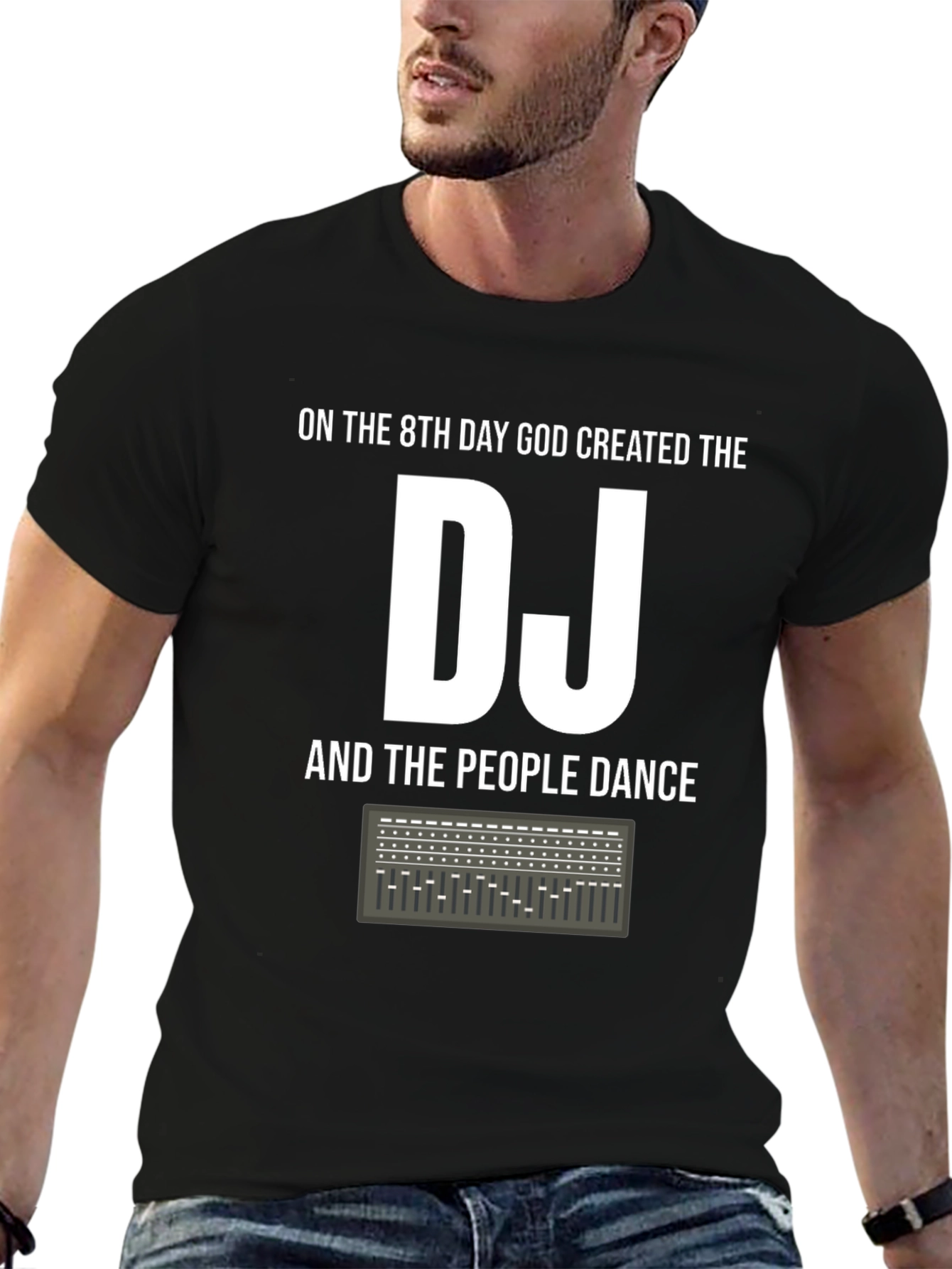 Black On the 8th Day God Created The DJ Graphic T-Shirt view 6