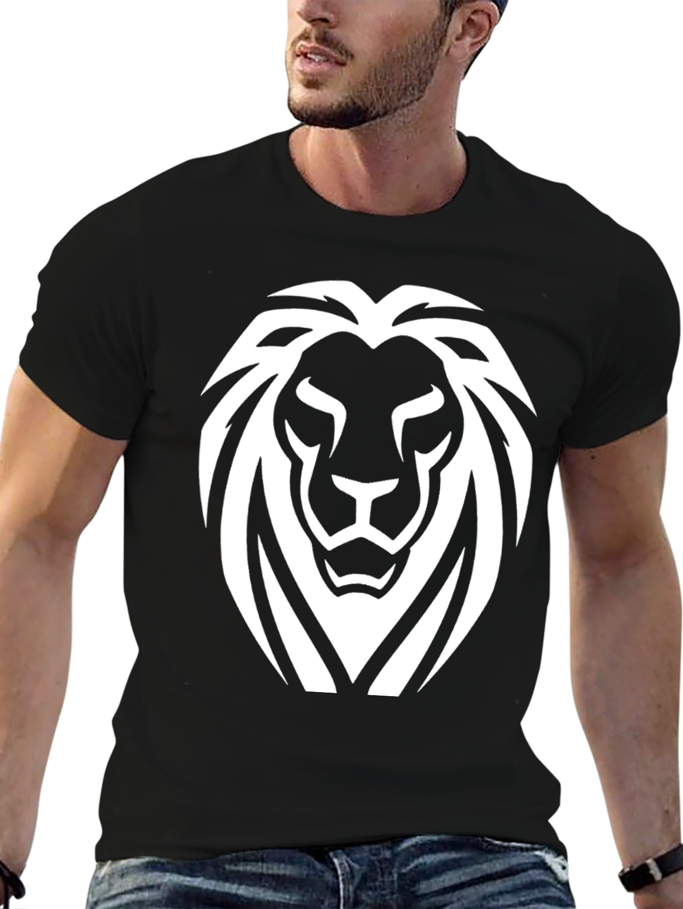 Black Black Lion Graphic Tee - Bold Statement Shirt view 6