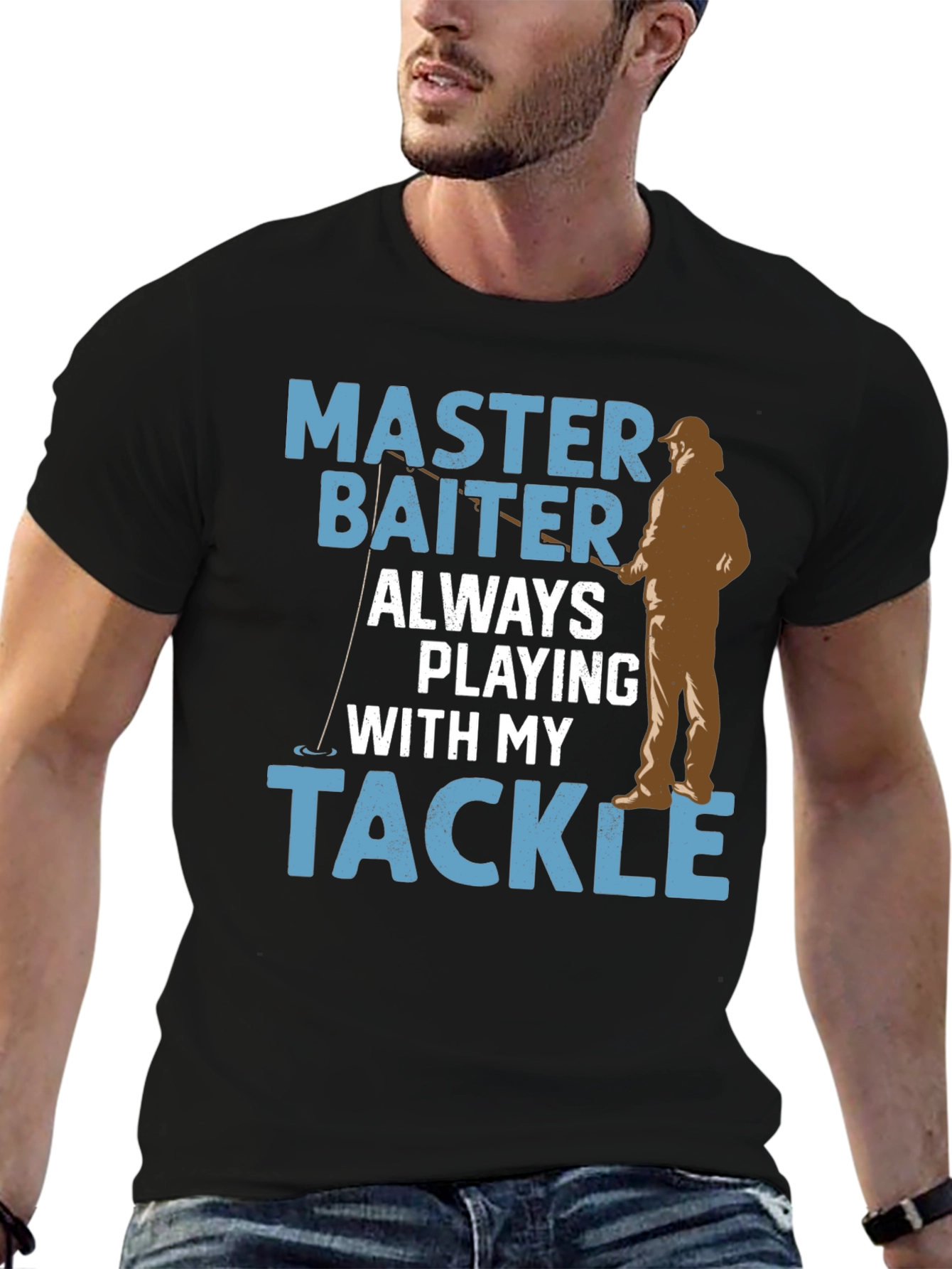 Black Master Baiter Fishing T-Shirt view 6