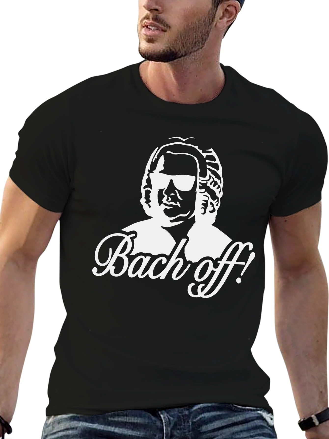 Black Bach Off! Graphic Tee - Black Cotton T-Shirt view 6