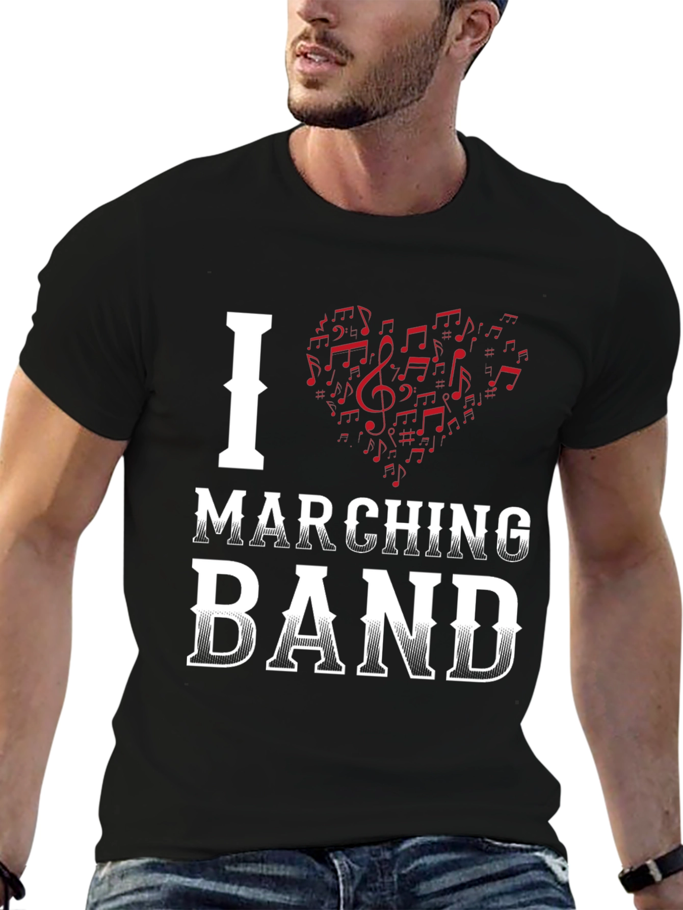 Black I Heart Marching Band T-Shirt view 6