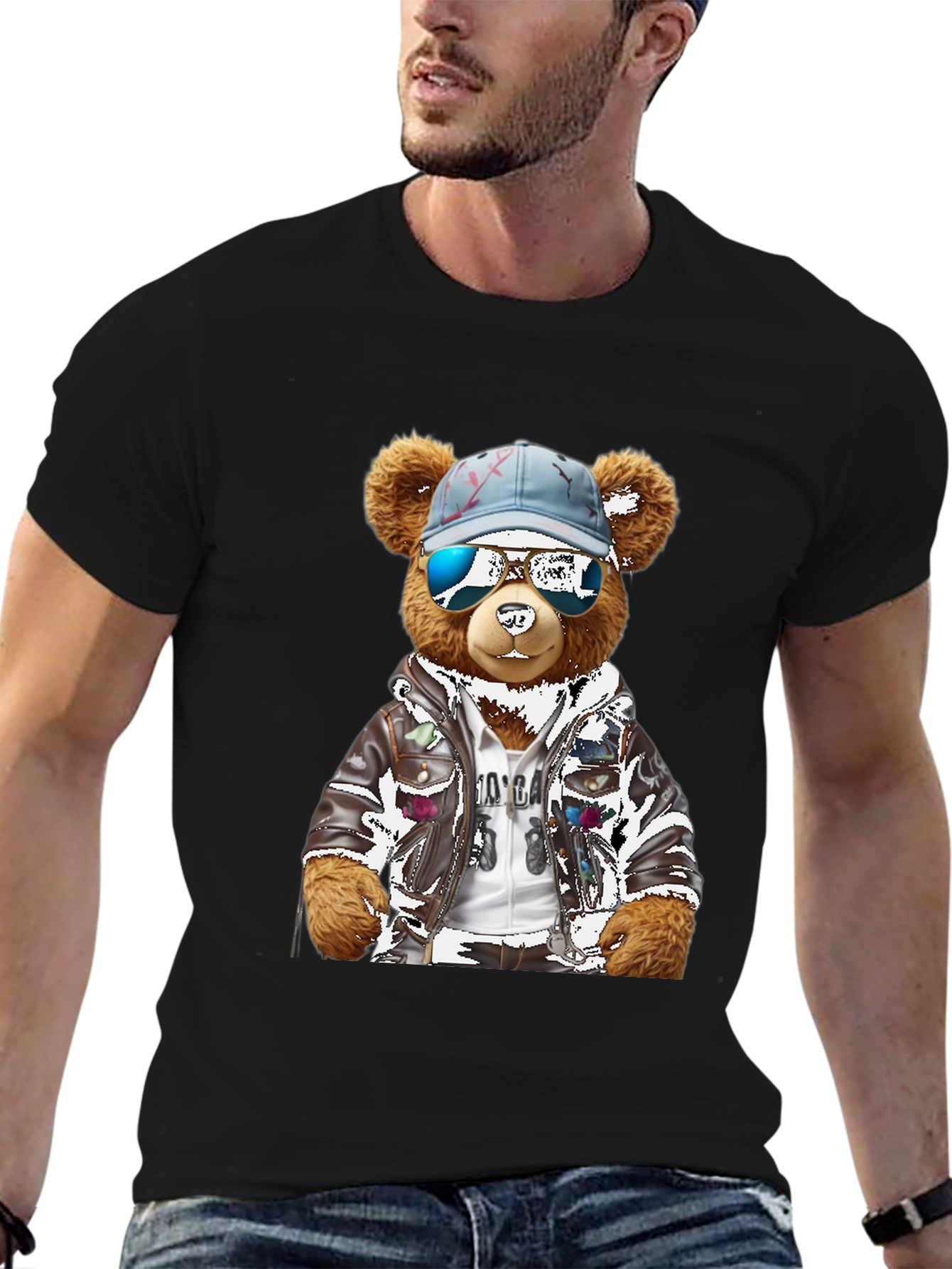 Black Cool Bear Graphic T-Shirt view 6