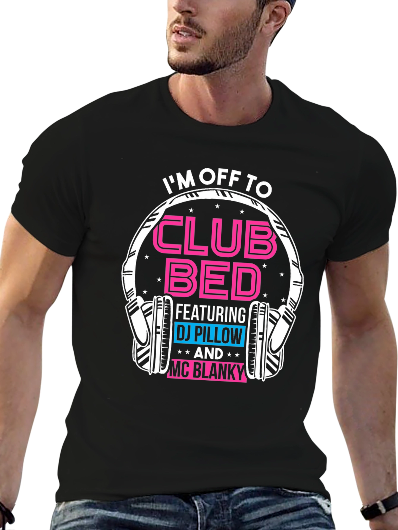Black Club Bed T-Shirt: DJ Pillow & MC Blanky Graphic Tee view 6