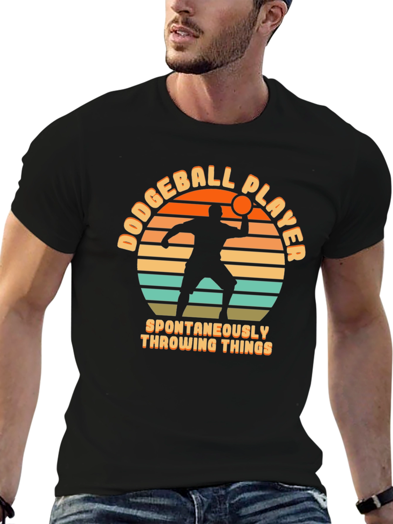 Black Dodgeball Player Throwing Things T-Shirt view 6