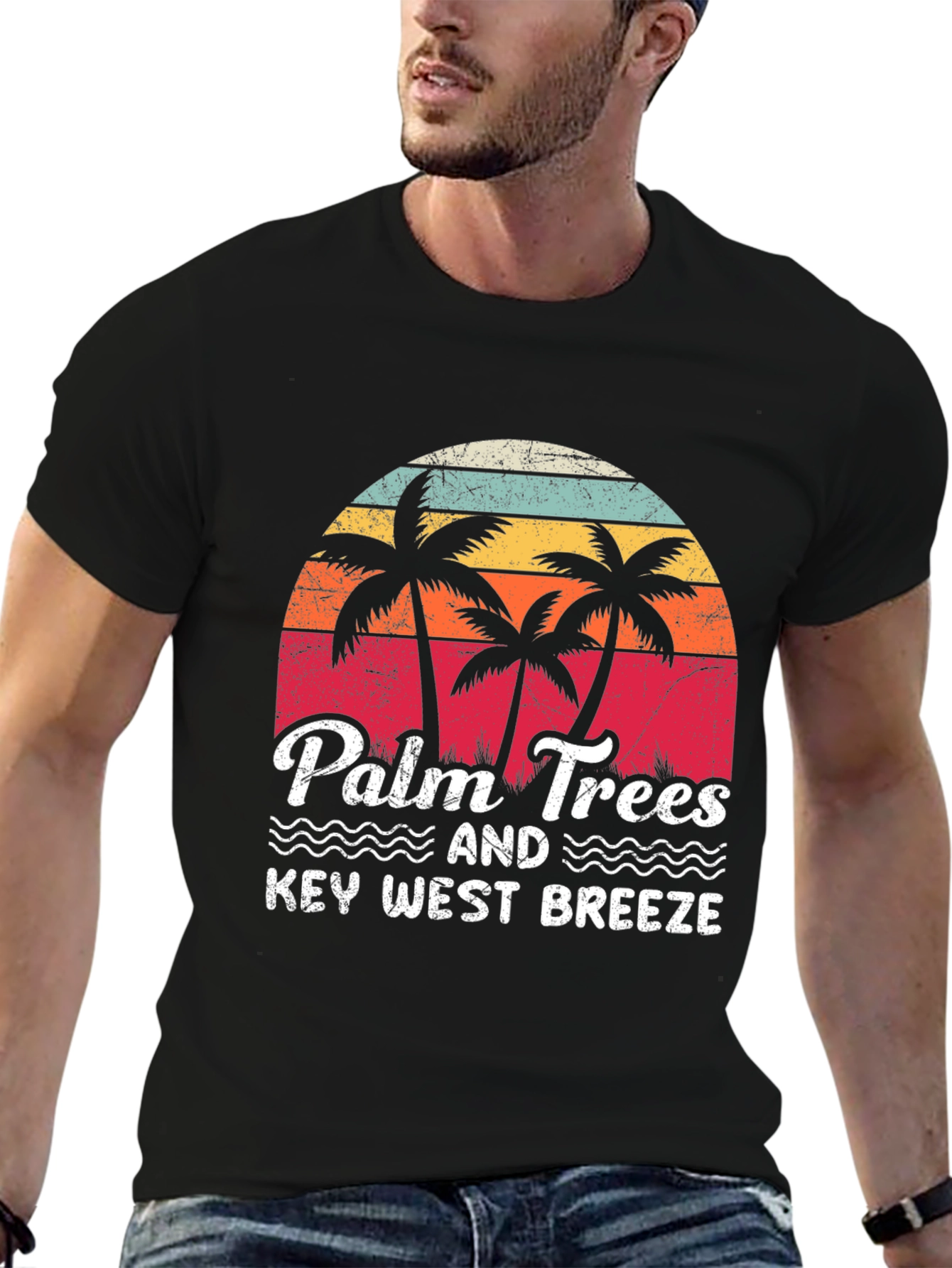 Black Palm Trees & Key West Breeze Graphic Tee view 6