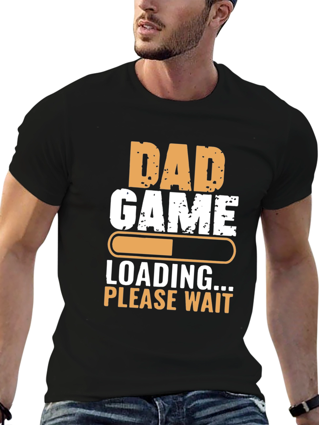Black Dad Game Loading T-Shirt - Funny Father's Day Tee view 6